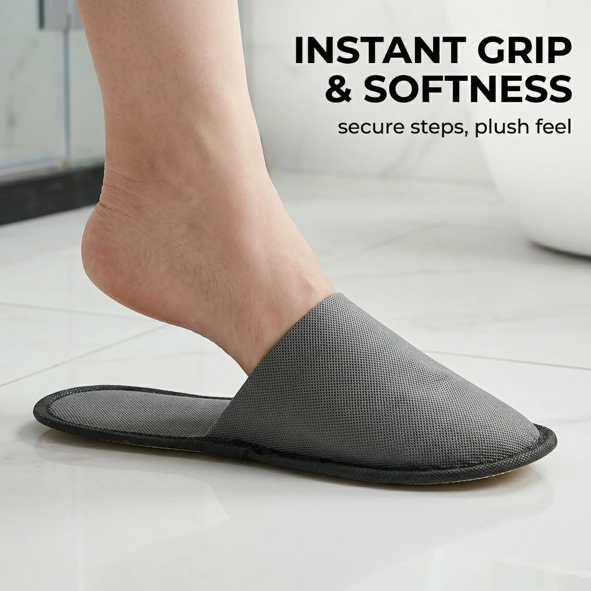 5 Paia Ciabatte Monouso,Ciabatte Ospiti lavabili,Tessuto non Tessuto da 5mm,Pantofole Portatili Unisex Antiscivolo per Hotel Spa Casa Viaggi(40-43 yard)