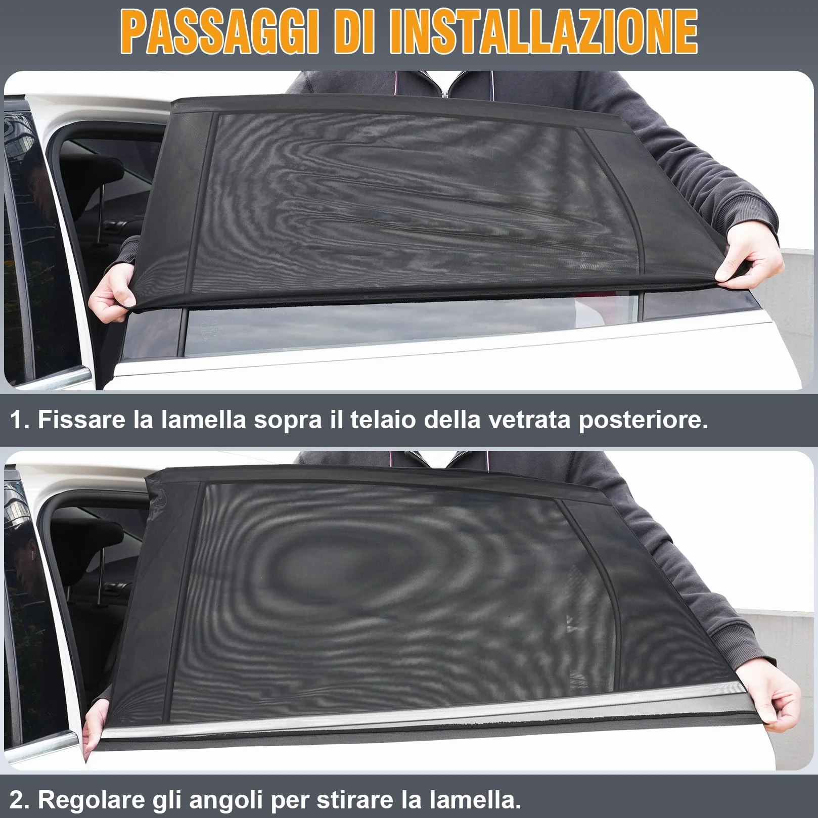 Tendine Parasole Auto Bambini Oscuranti Misura Universale Senza Ventose Esterne Protezione Neonati Raggi UV Autoaderente Automatica Kit Finestrini Posteriori (L)
