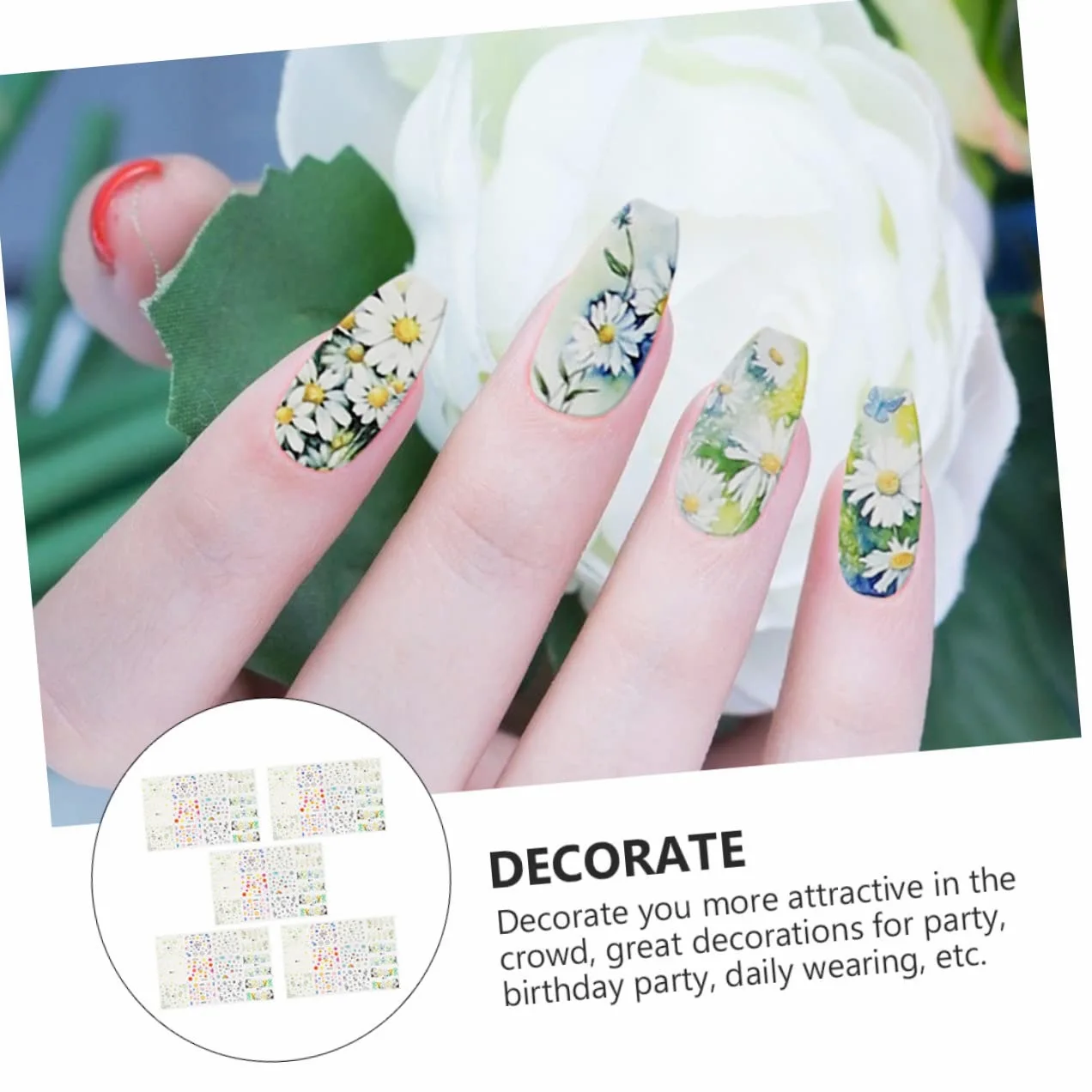 PACKOVE 3 set Adesivi Per Nail Art Adesivi Per Unghie Per Unghie Primaverili Per ie Floreali Per ie Per ie Per ie 5 fogli*3