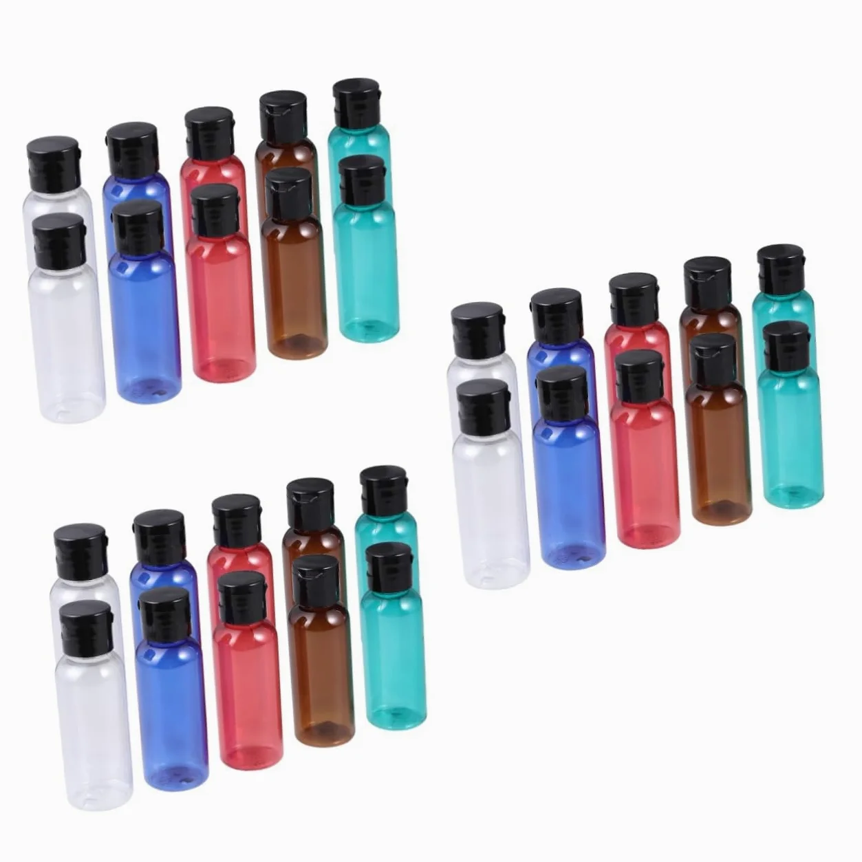 Housoutil 30pezzi Bottiglie Ricaricabili Per Viaggio Contenitori Vuoti Pratici Rosso Verde Marrone Blu e Trasparente Per Gel e Lotion