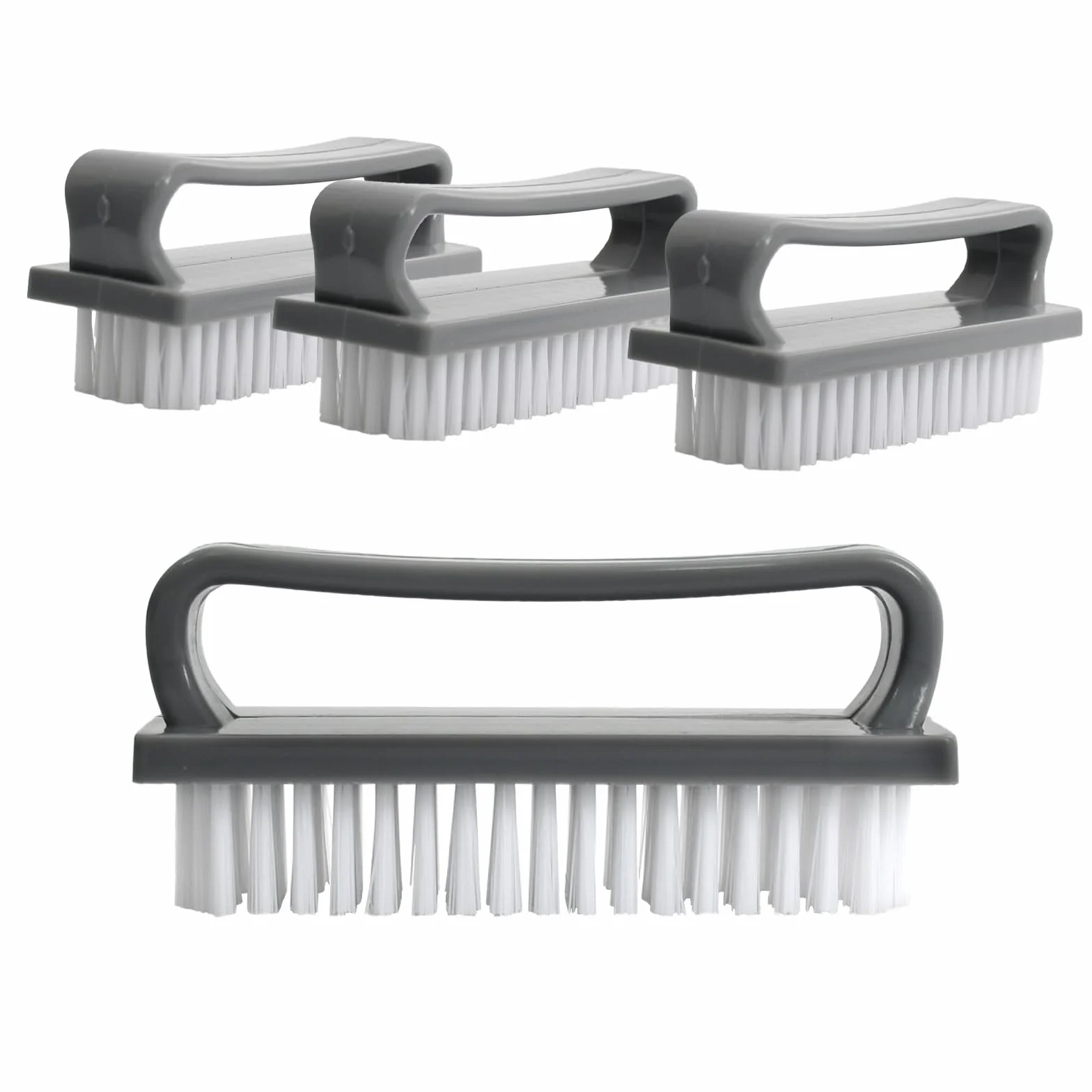Spazzolino Unghie 4 Pezzi, Spazzola Unghie Mani, 9.5x3.8 Cm, Multiuso, Grigia, Adatta Pulire le Scarpe, Strofinare Vestiti e Verdure, ecc