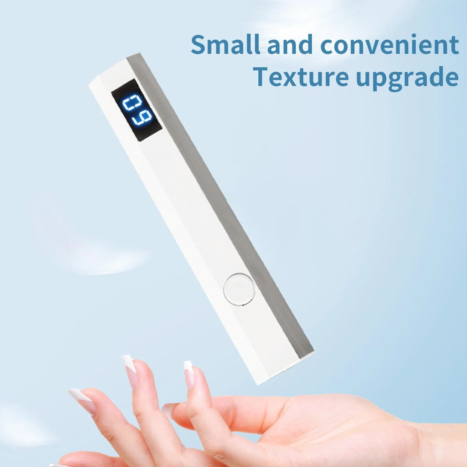 Luce UV portatile per unghie in gel, lampada UV ricaricabile per unghie, display a LED, con di ricarica di tipo C, torcia LED per nail art da donna (bianco)