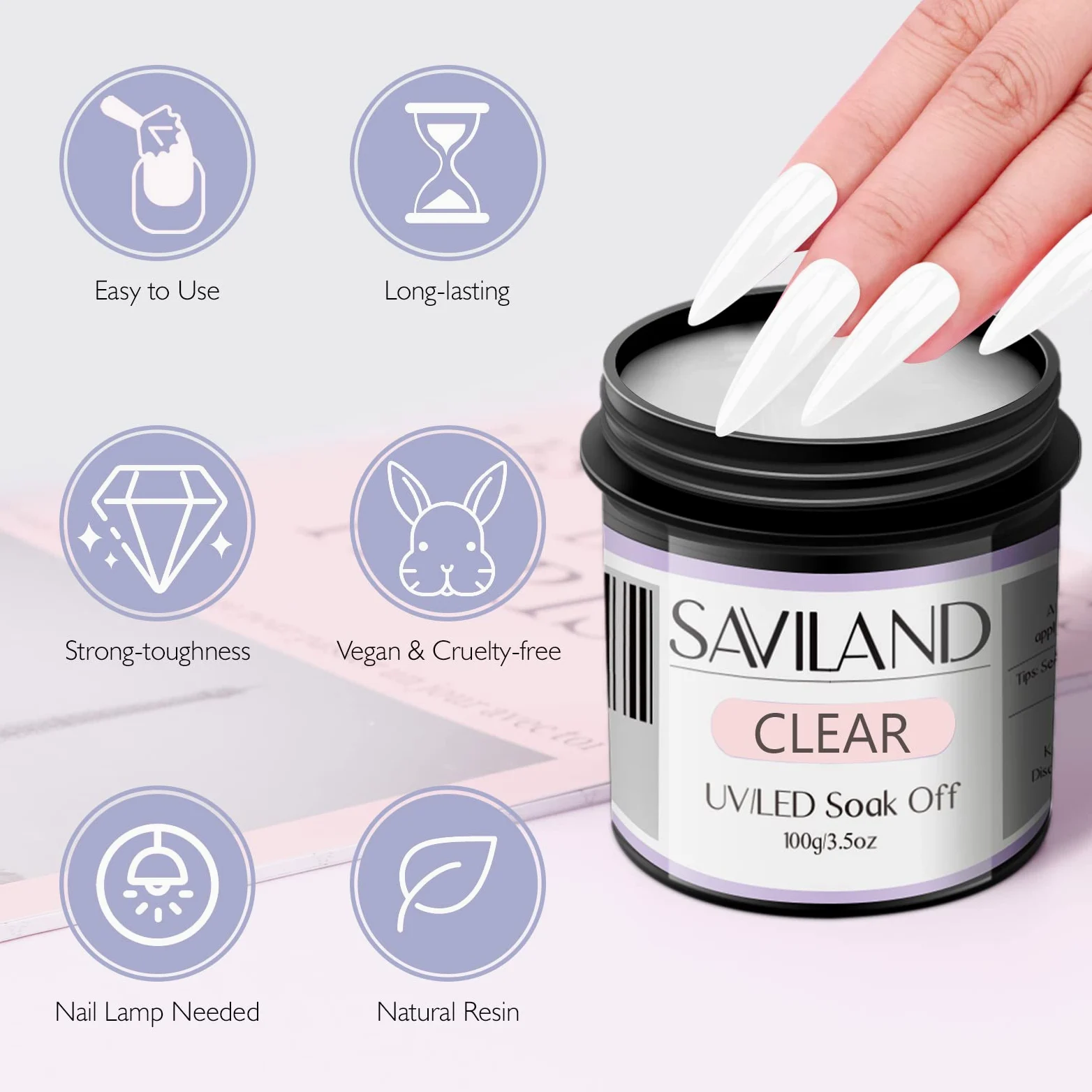 SAVILAND Kit Gel Costruttore per Unghie 3 pezzi 100 g Trasparente Rosa Chiaro e Bianco Gel Ricostruzione Unghie con pennello Grande Capacità Gel per Unghie Soak-off U V per Estensione