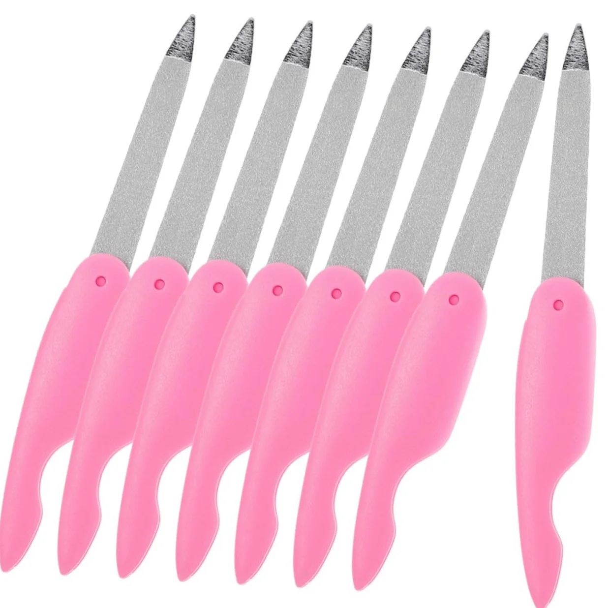 Set di 8 Lime Unghie Pieghevoli in Metallo Rosa per Manicure e Cura Unghie, Design Elegante in Abs, Adatte per Uso Domestico e Saloni di Bellezza