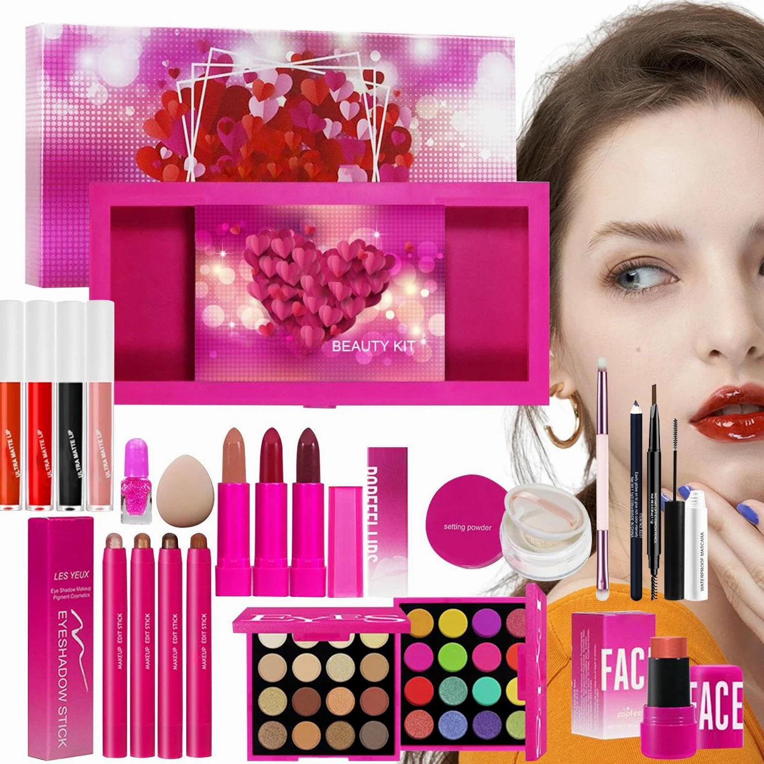 Kit Trucco Donna Trucco Completo Viso Occhi Labbra Per Donne | Rossetto Palette Ombretti Blush Cosmetici Con Pennelli Per Palcoscenico Viaggi E Lavoro