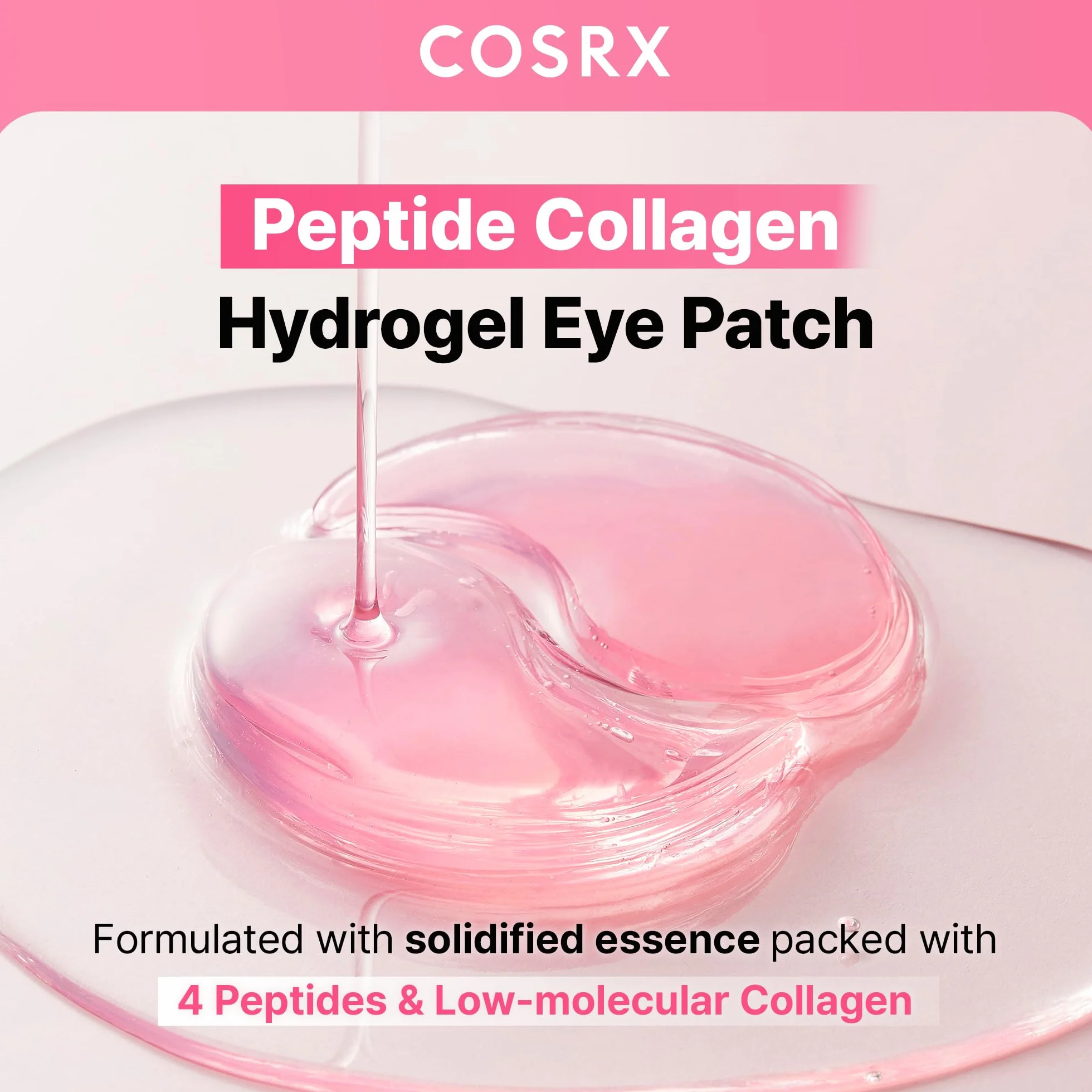 COSRX Peptide Collagen Hydrogel Eye Patch, 60 Patches, Patch Contorno Occhi per Borse e Occhiaie con Caffeina, Korean Skincare