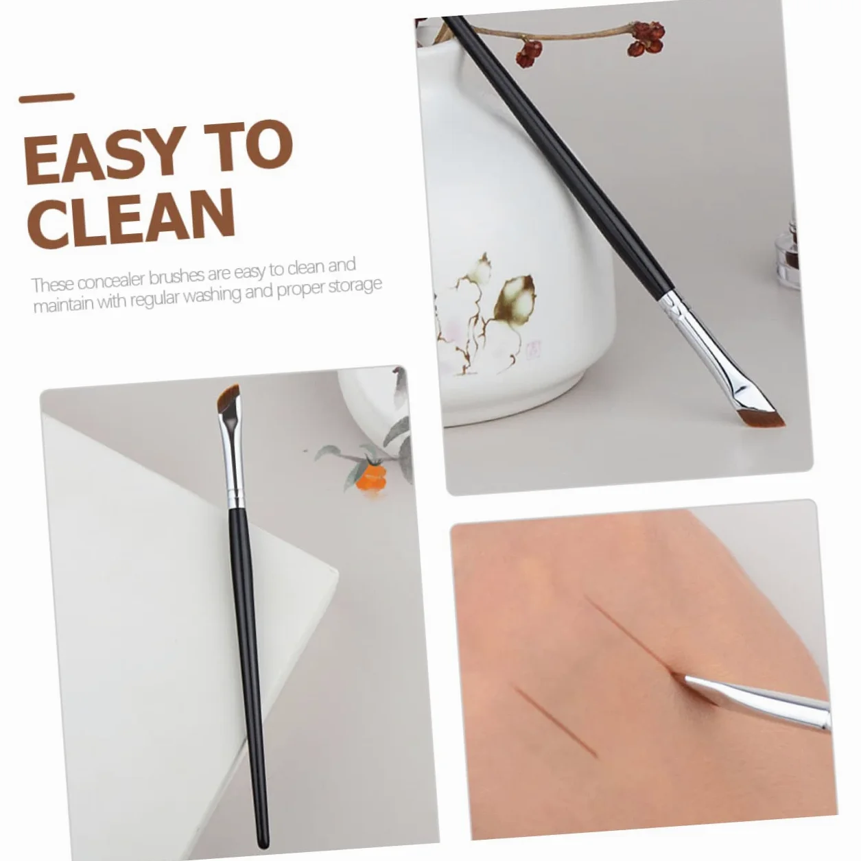 minkissy 30pezzi Pennelli Per Trucco Occhi Spazzole Angolate Per Ombretto Eyeliner e Con Manico Ergonomico Per Applicazione Facile e Comfort