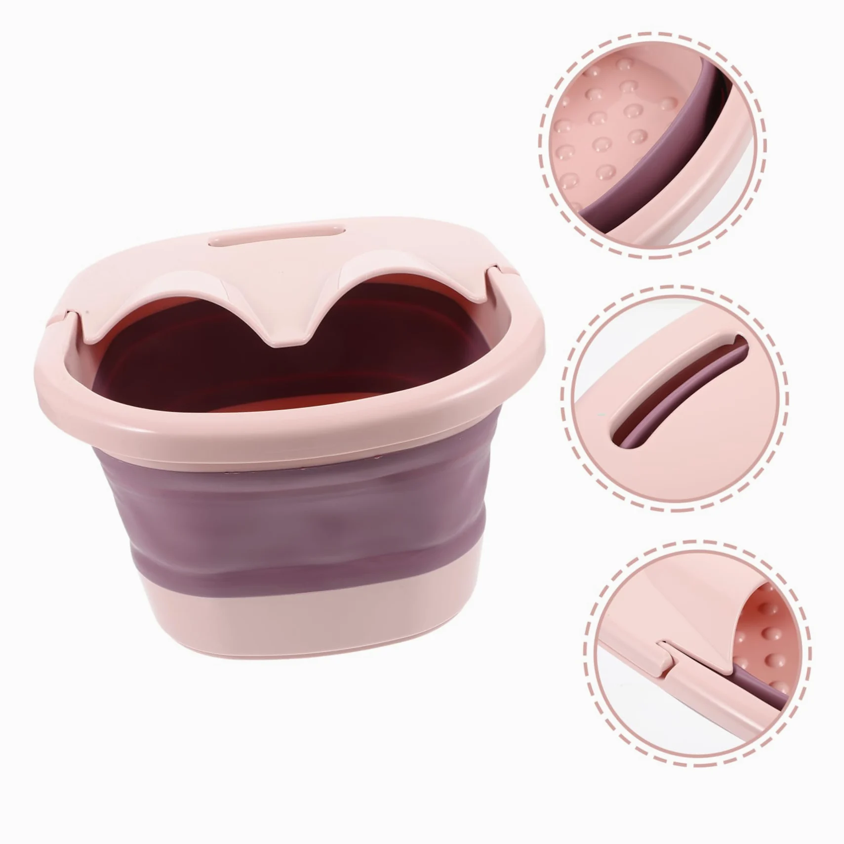 Bacinella Pieghevole per Pediluvio Rosa in Plastica e Silicone | Uso Outdoor e Travel, Funzione Self-service Massage, Aiuta a Rilassare i Piedi
