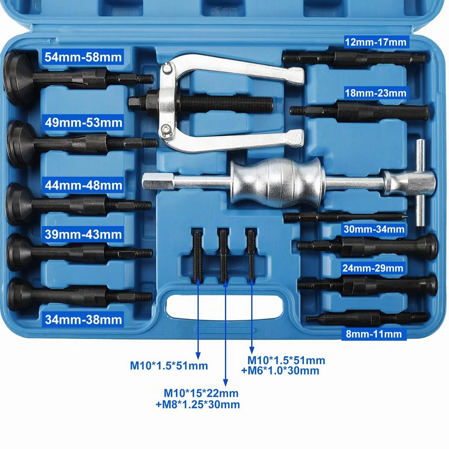 FreeTec 16pz Kit Estrattore Cuscinetti Interni 8-58mm con Martello per Auto Camion Moto