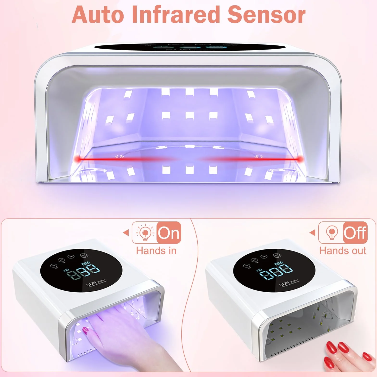 NAILGIRLS Lampade UV Per Unghie, Lampada LED UV per Unghie Ricaricabile 150 W,Portatile Lampada per Unghie Senza Fili Fornetto Unghie 4 Timer Sensore Automatico, Asciuga Unghie per Manicure Pedicure