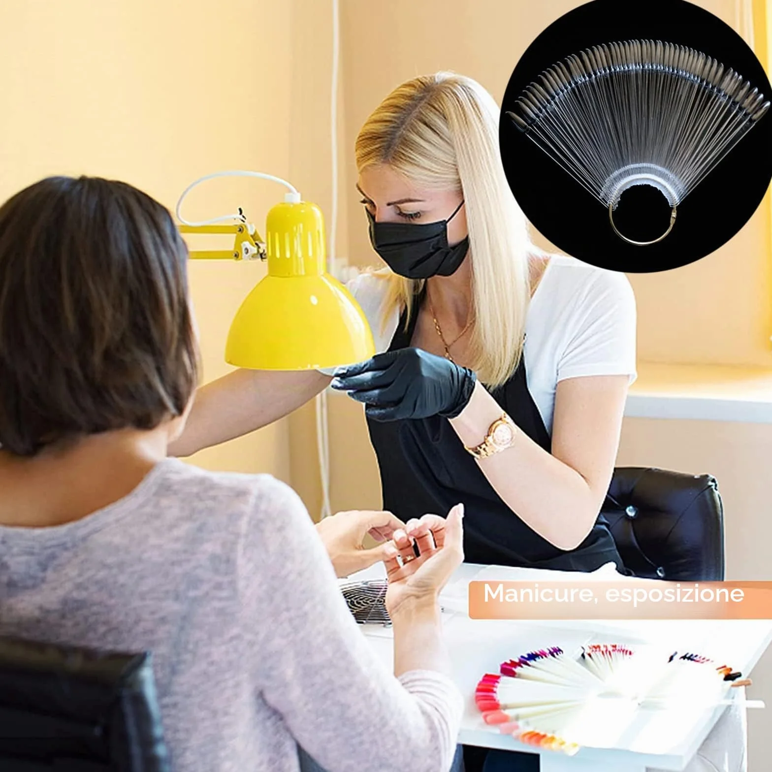 Unghie Finte per Espositore, per Prova Smalto, Mensola per Ventola Finta con Anello in Metallo
