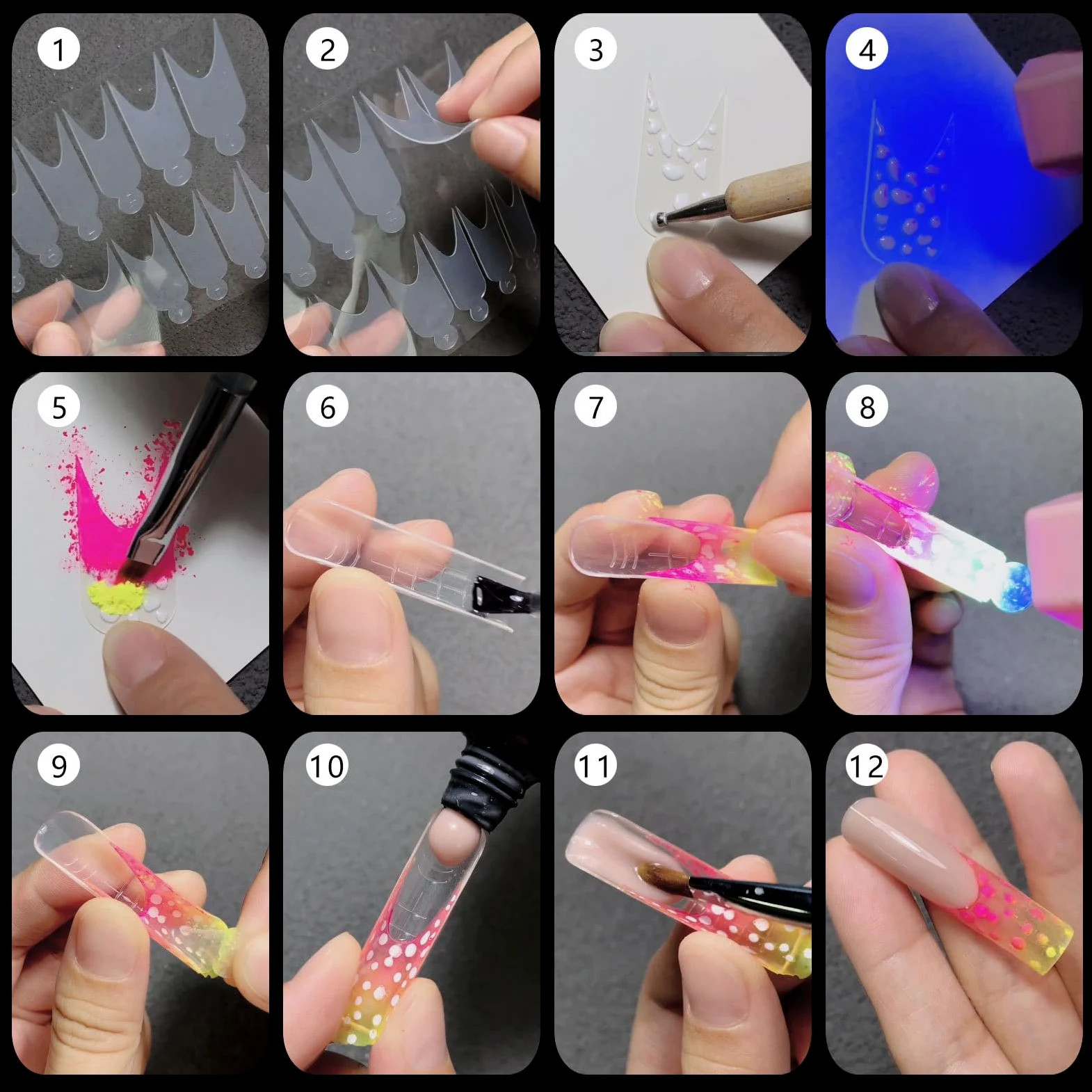 12Tip/Foglio Forma Adesivo Francese Unghie Finte Pieno Francese Linea Disegno Guida Adesivi Estensione Accessorio