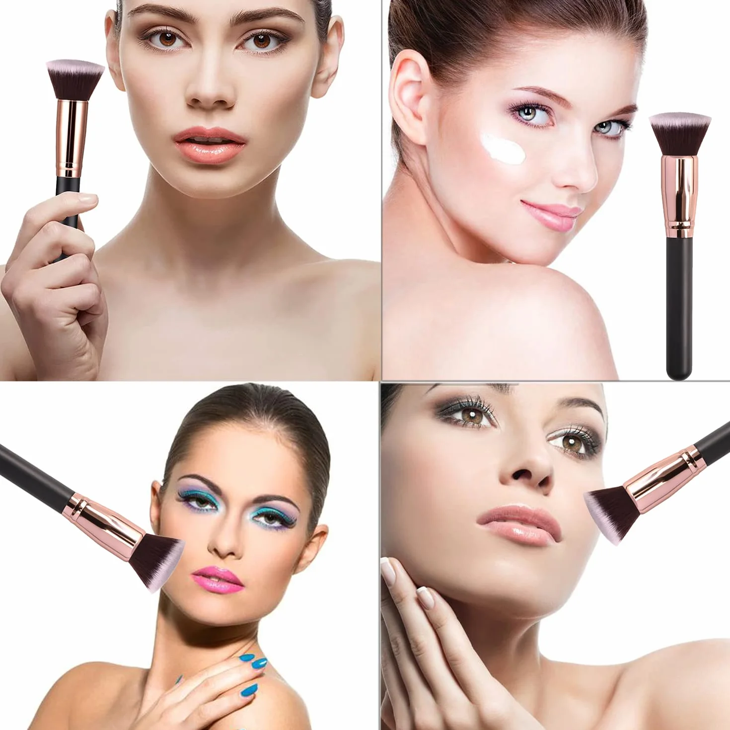 Pennello da trucco, bellezza, contouring, fibra sintetica alta qualità, cosmetici occhi e viso (pennello piatto)