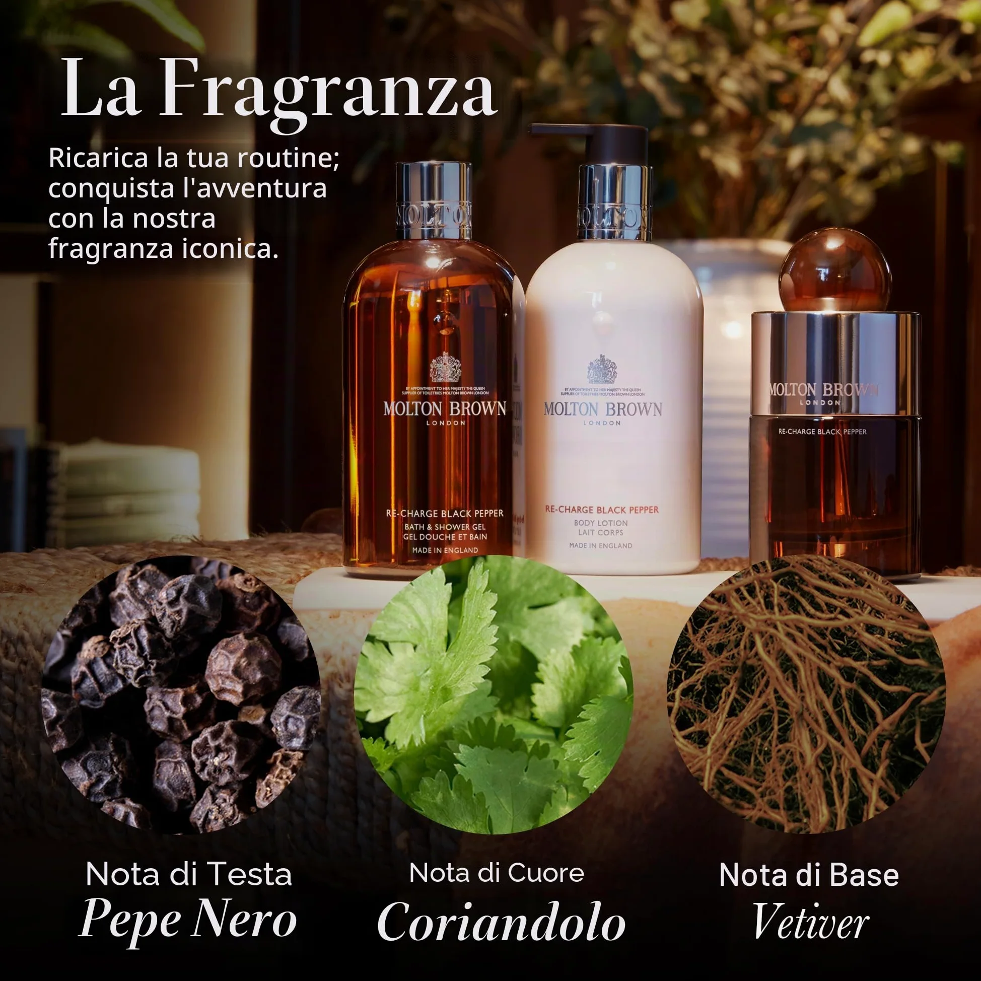 Molton Brown Re-charge Black Pepper - Gel doccia ricaricabile, 400 ml