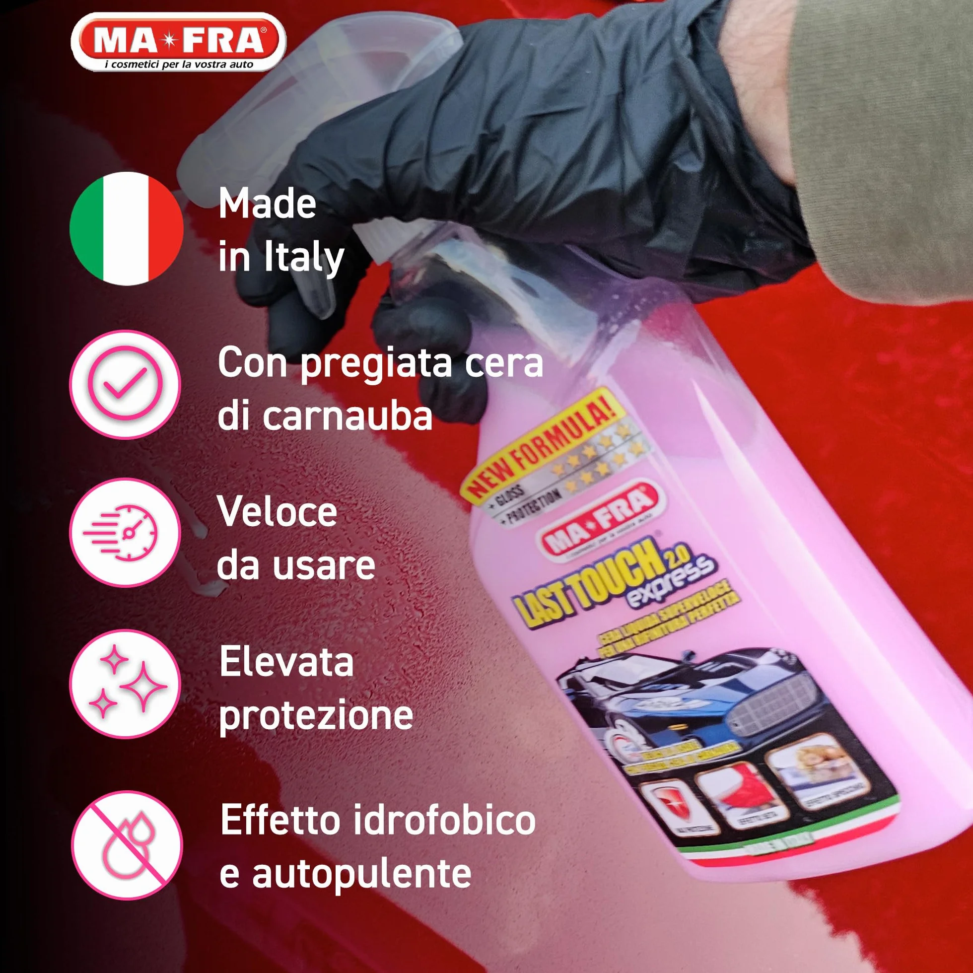 MAFRA Cera Liquida Superveloce 500 ml Last Touch Express 2.0 Rifinitura Carrozzeria Auto
