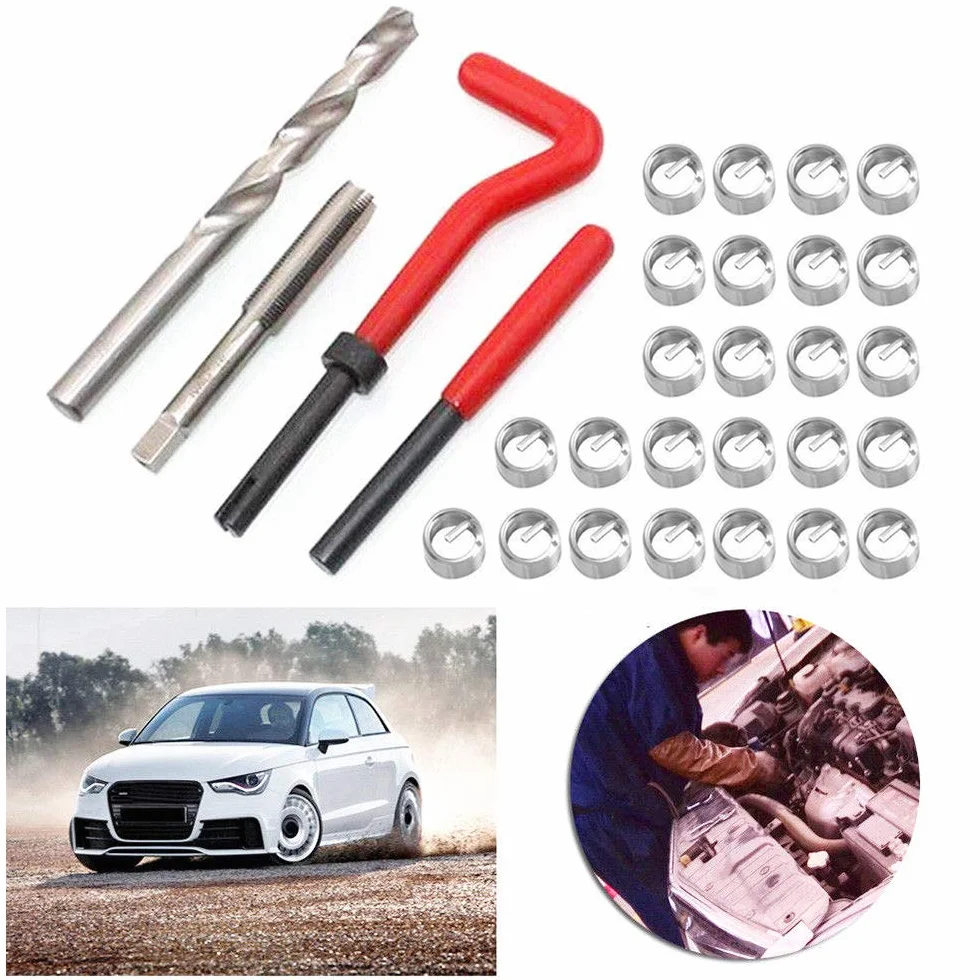 Kit riparazione filettature metrico 30 pezzi M3 M4 M7 M9 M11