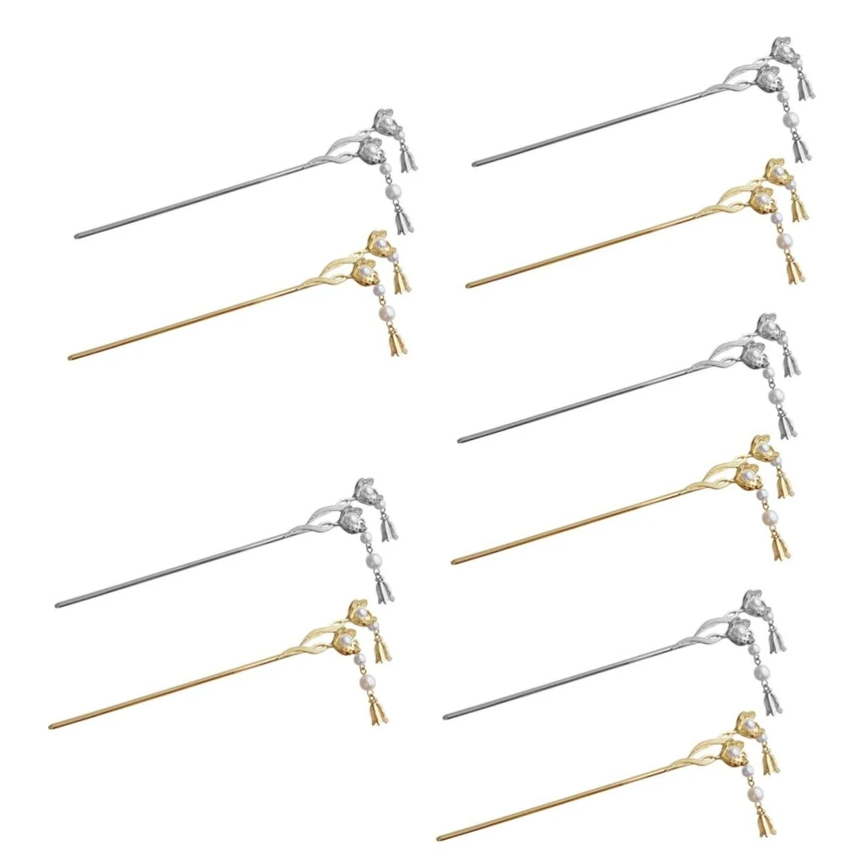 minkissy 10pezzi Forcine Per Stile Cinese Con Fiori e Perle Eleganti Accessori Per Acconciature Sposa e Bun Per Donne e Ragazze