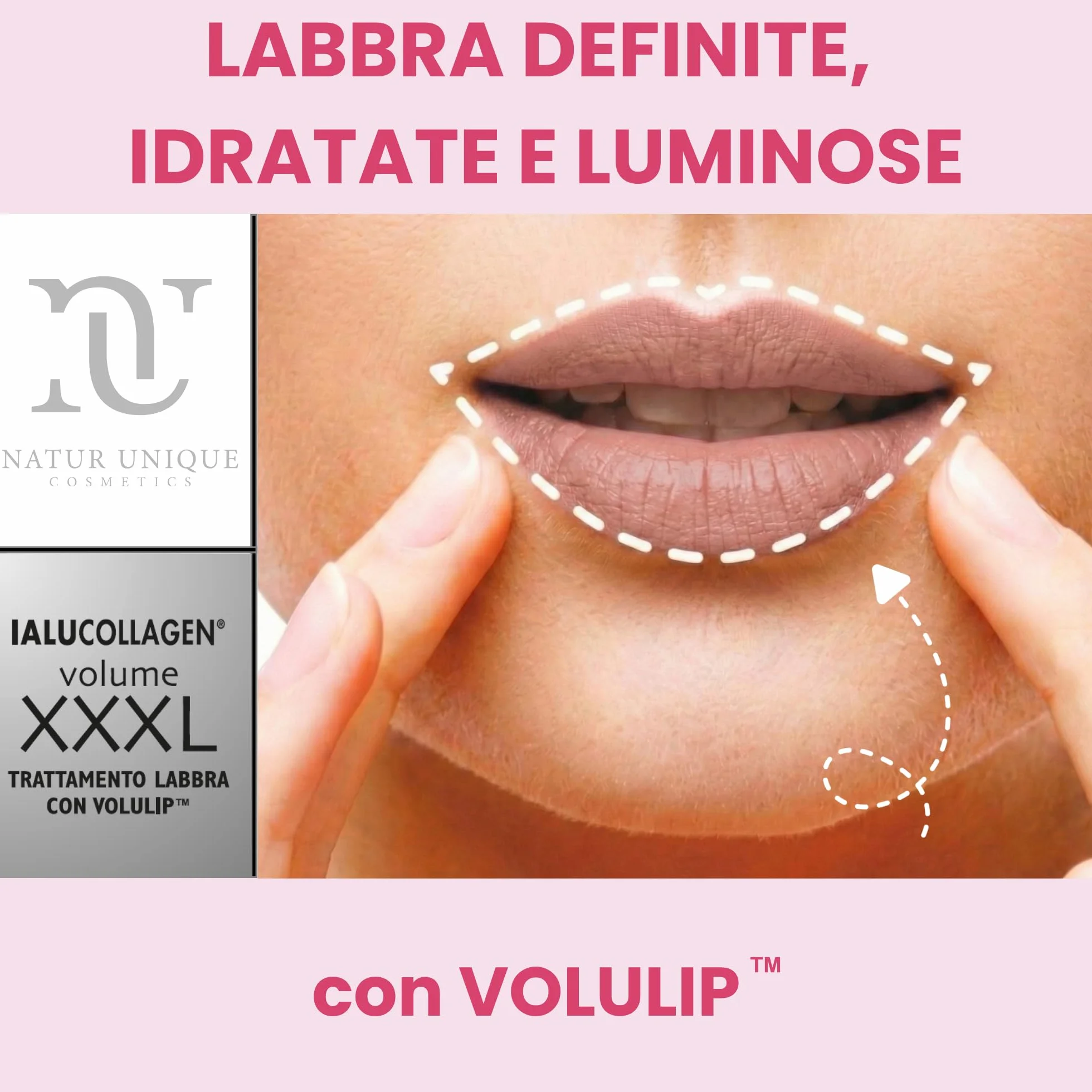 NU - IALUCOLLAGEN LIP VOLUME XXXL Nude Rossetto Trattamento Labbra con Acido Ialuronico, Collagene e Portulaca Made In Italy