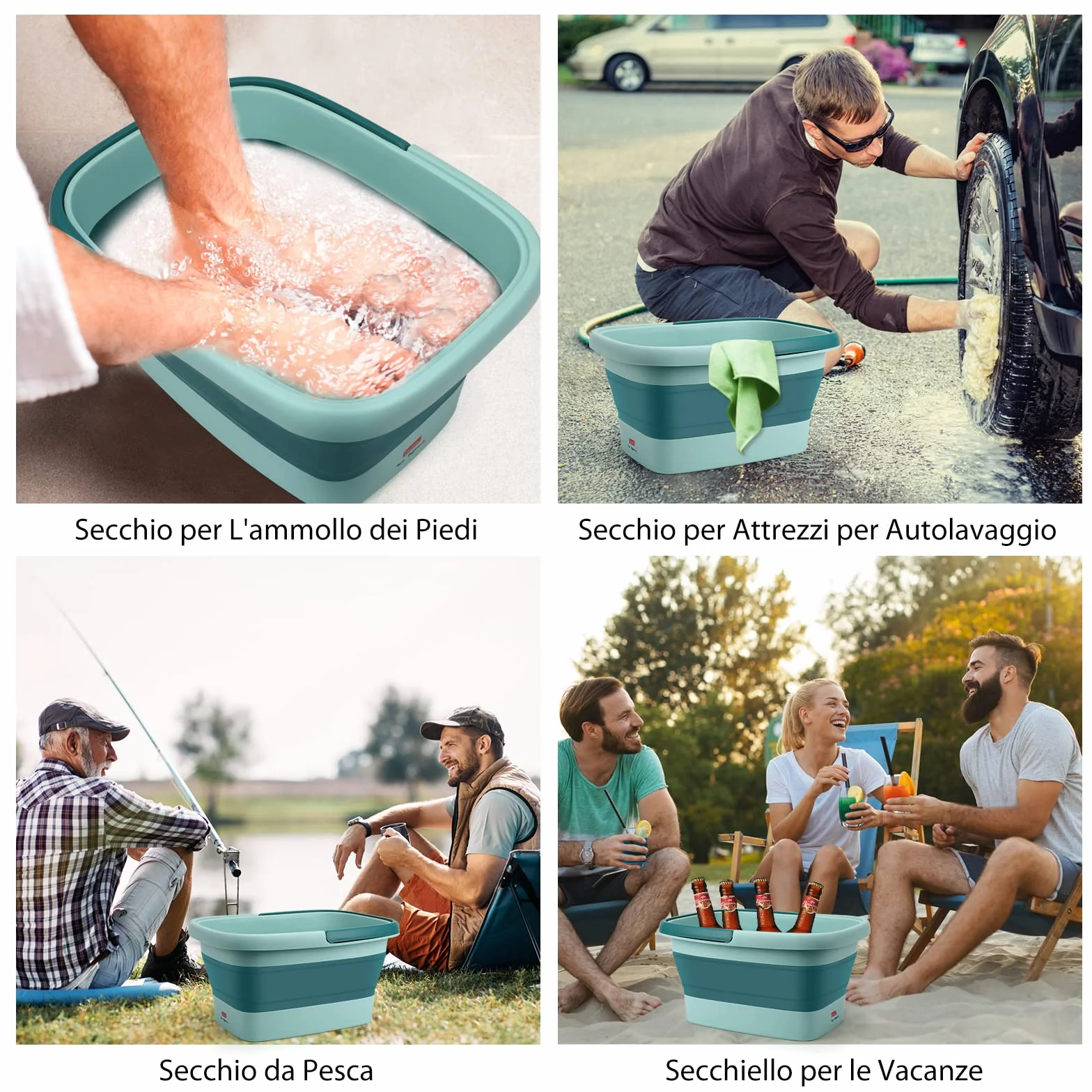 DEANIC Pediluvio Massaggiatore Piedi, Pediluvio Idromassaggio Piedi Portatile Pieghevole, Vaschetta Bacinella Pedicure con Maniglia di Trasporto, Set Massaggio 8+54 Foot Spa (Blu)