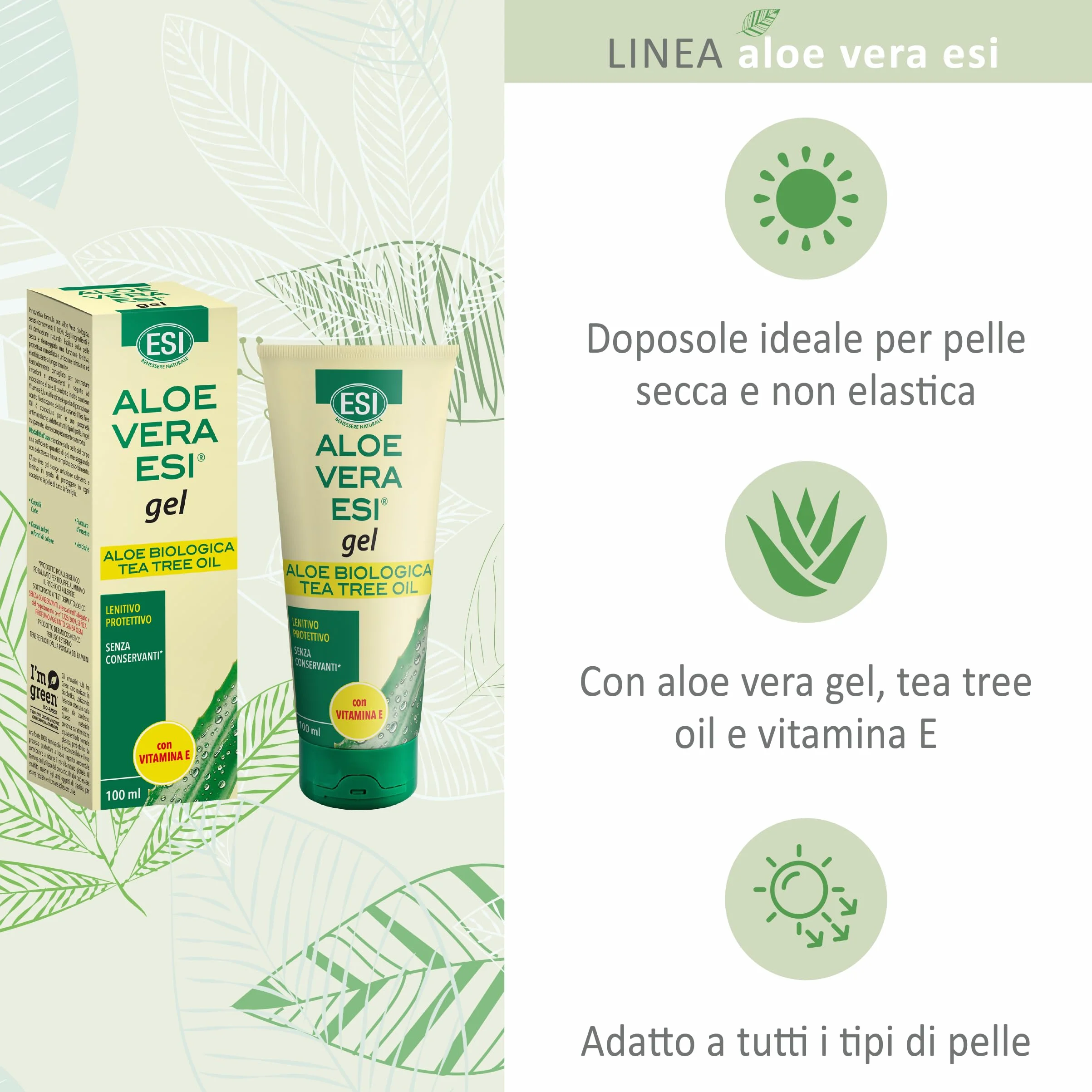 ESI Aloe Vera Gel con Tea Tree Oil e Vitamina E 200 ml