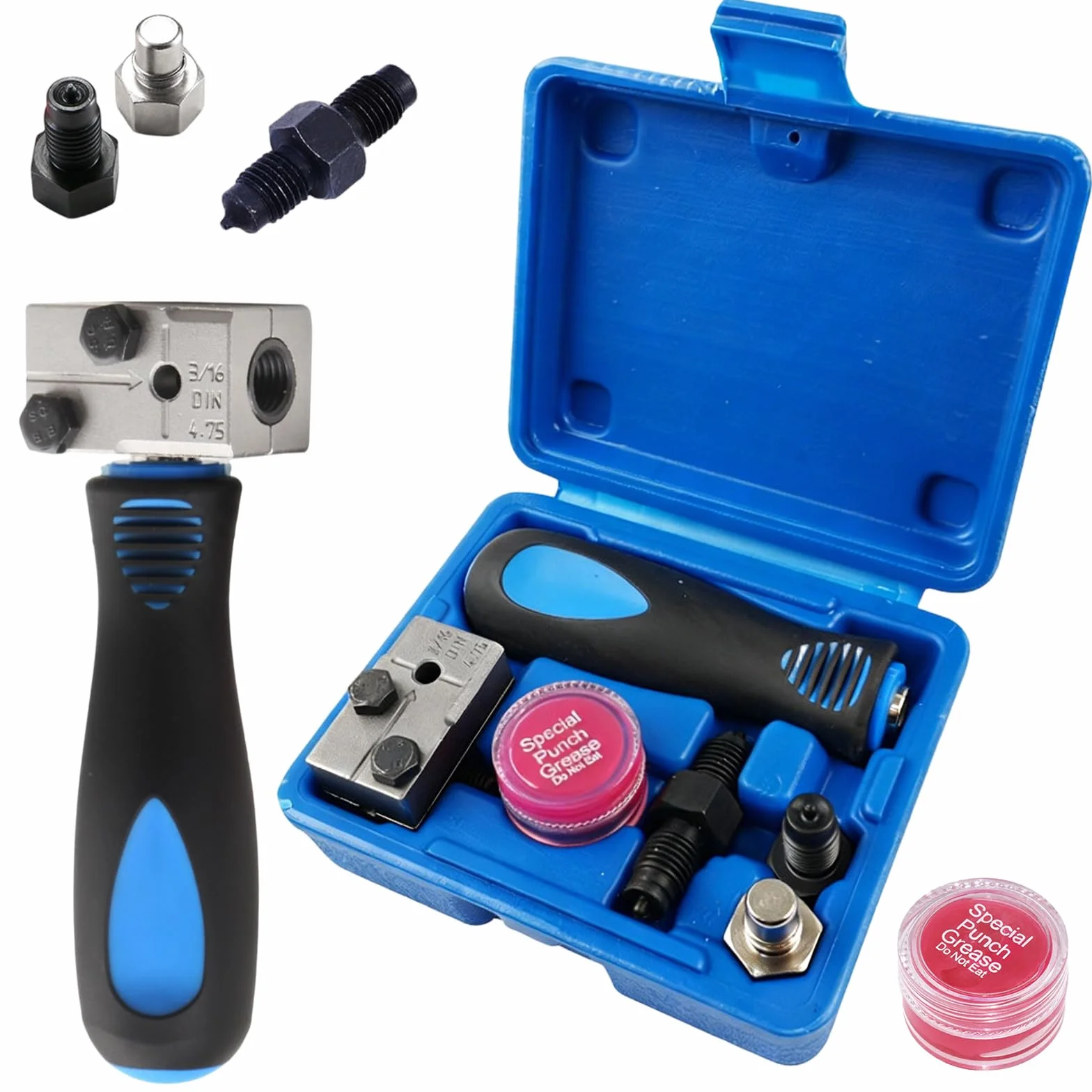 Svasatore per tubi freno, utensile per svasare 4,75 mm e 3/16", doppio conforme DIN, set universale per rame, nichel e acciaio