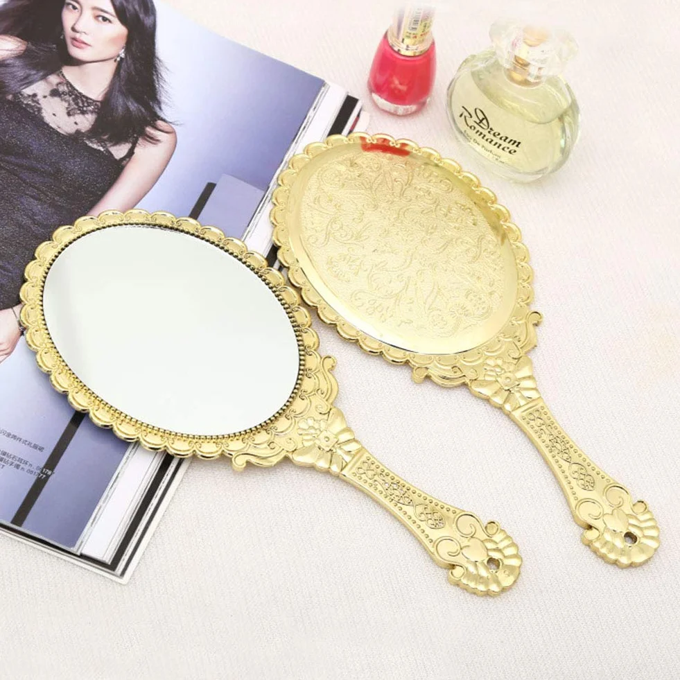 Specchio cosmetico portatile vintage oro rosa dorato
