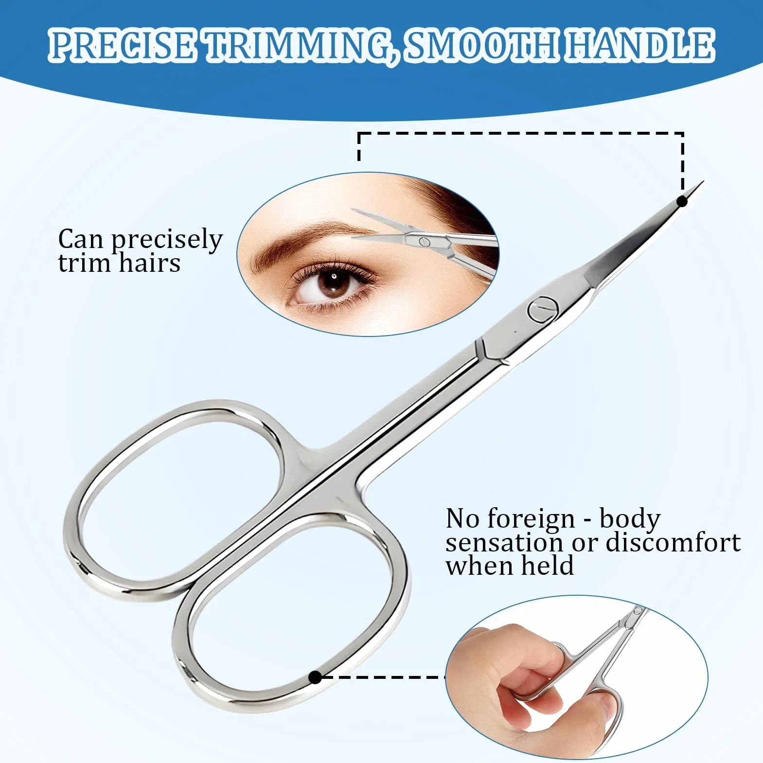 Forbicine per unghie extra fini con punta curva in acciaio inox 95 mm argento