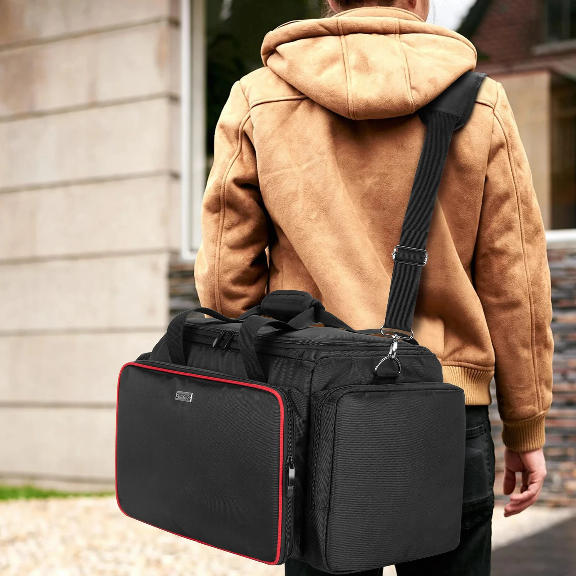BAFASO Borsa da Parrucchiere Grande con Divisori Regolabili, Professionali Borsa per Parrucchieri, Valigetta per il Trasporto di Barbiere, Nero