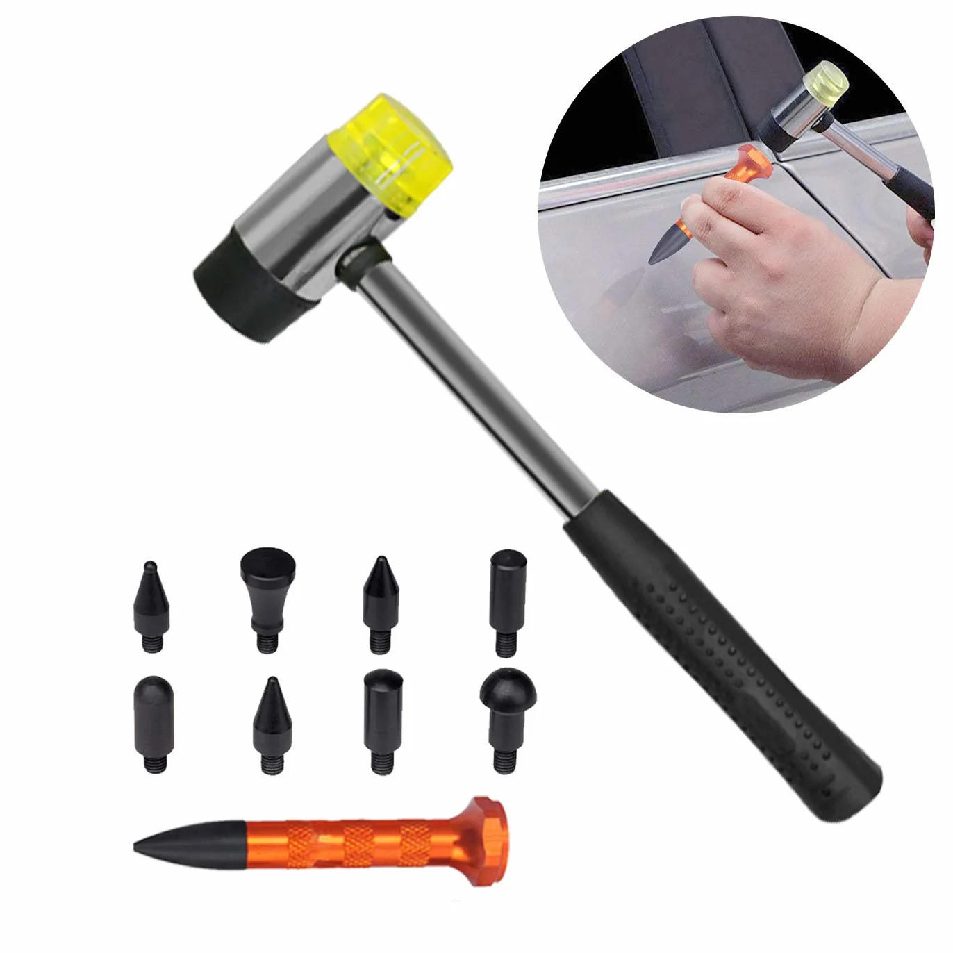 Kit riparazione ammaccatura 46PCS con pistola per colla a martello, penna riparazione auto frigorifero