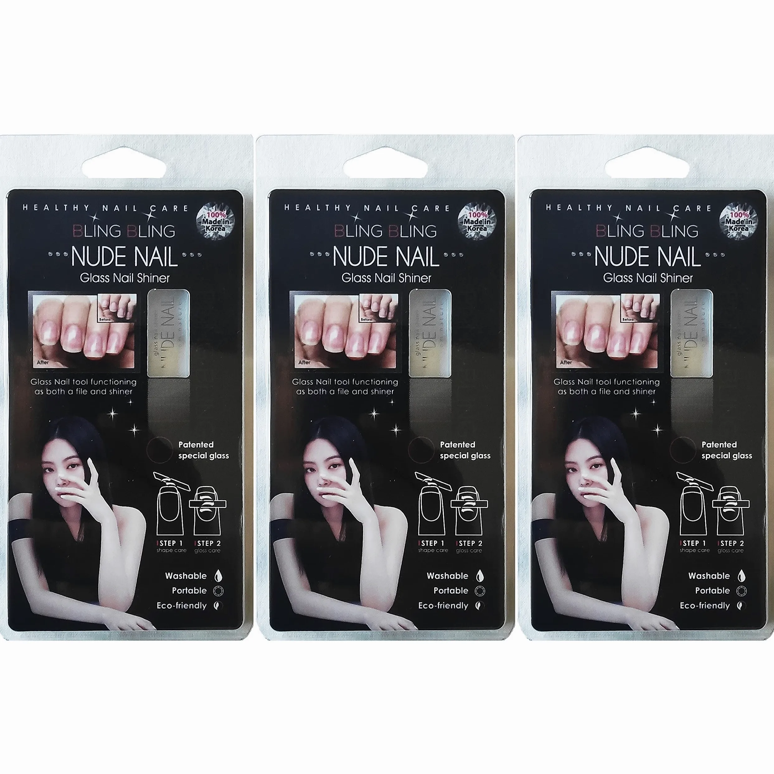 Dains - Lima professionale per unghie in vetro con custodia, 3 EA | Lima per unghie finte naturali e acriliche, per manicure e pedicure
