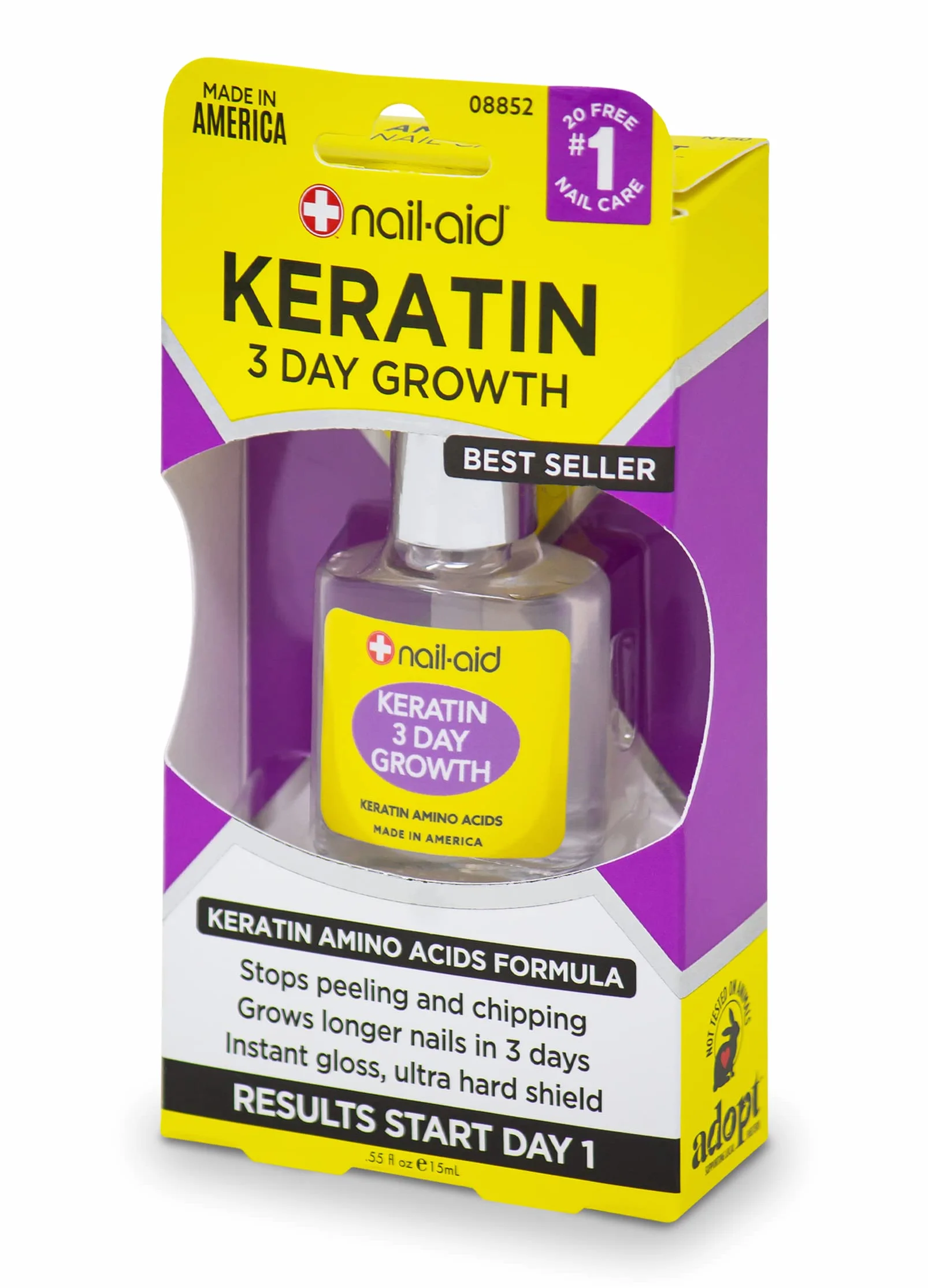 Nail-Aid Crescita di 3 giorni alla cheratina per unghie, 0,55 fl oz