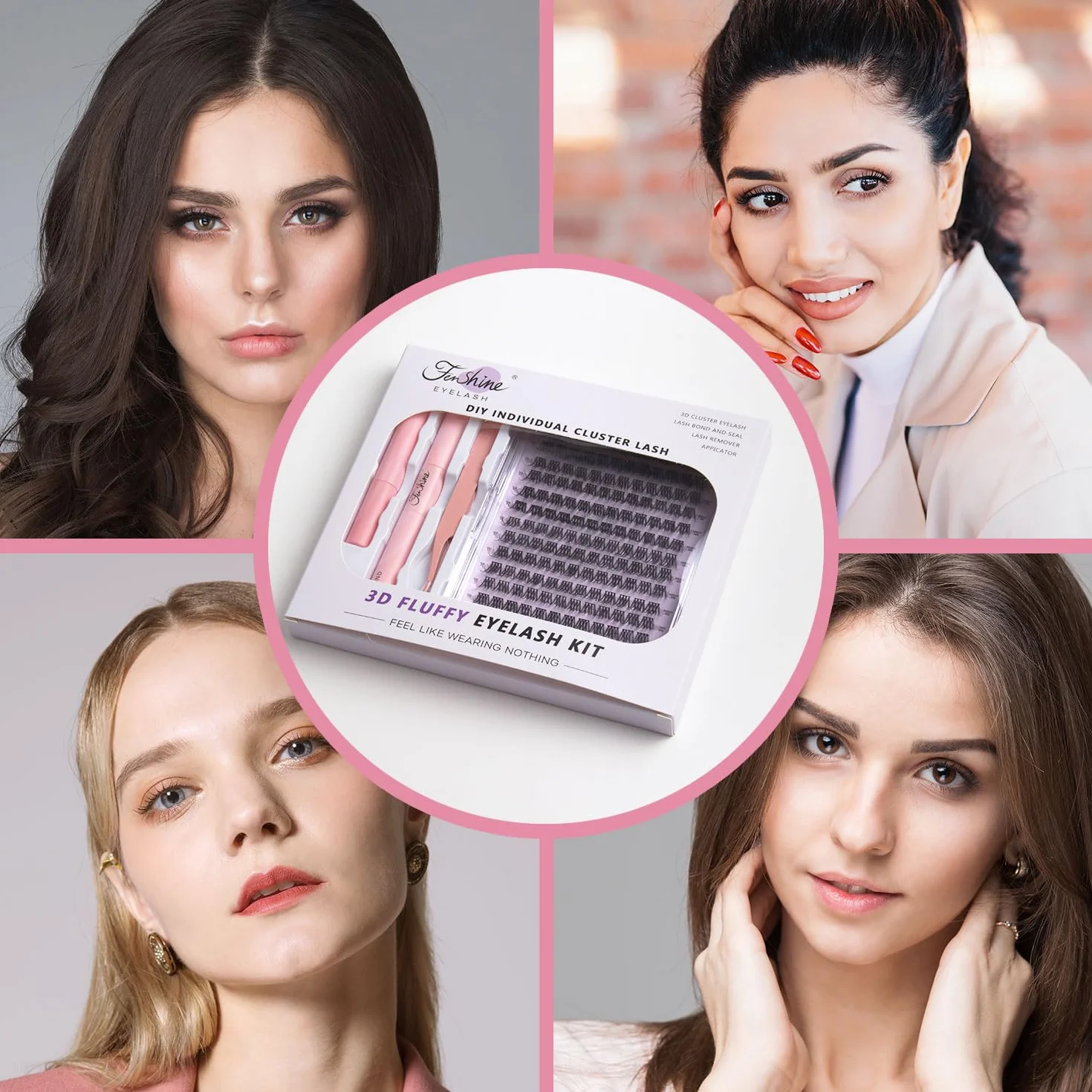 Fenshine Ciglia Finte Cluster Morbide T50 Eyelash Extension Kit
