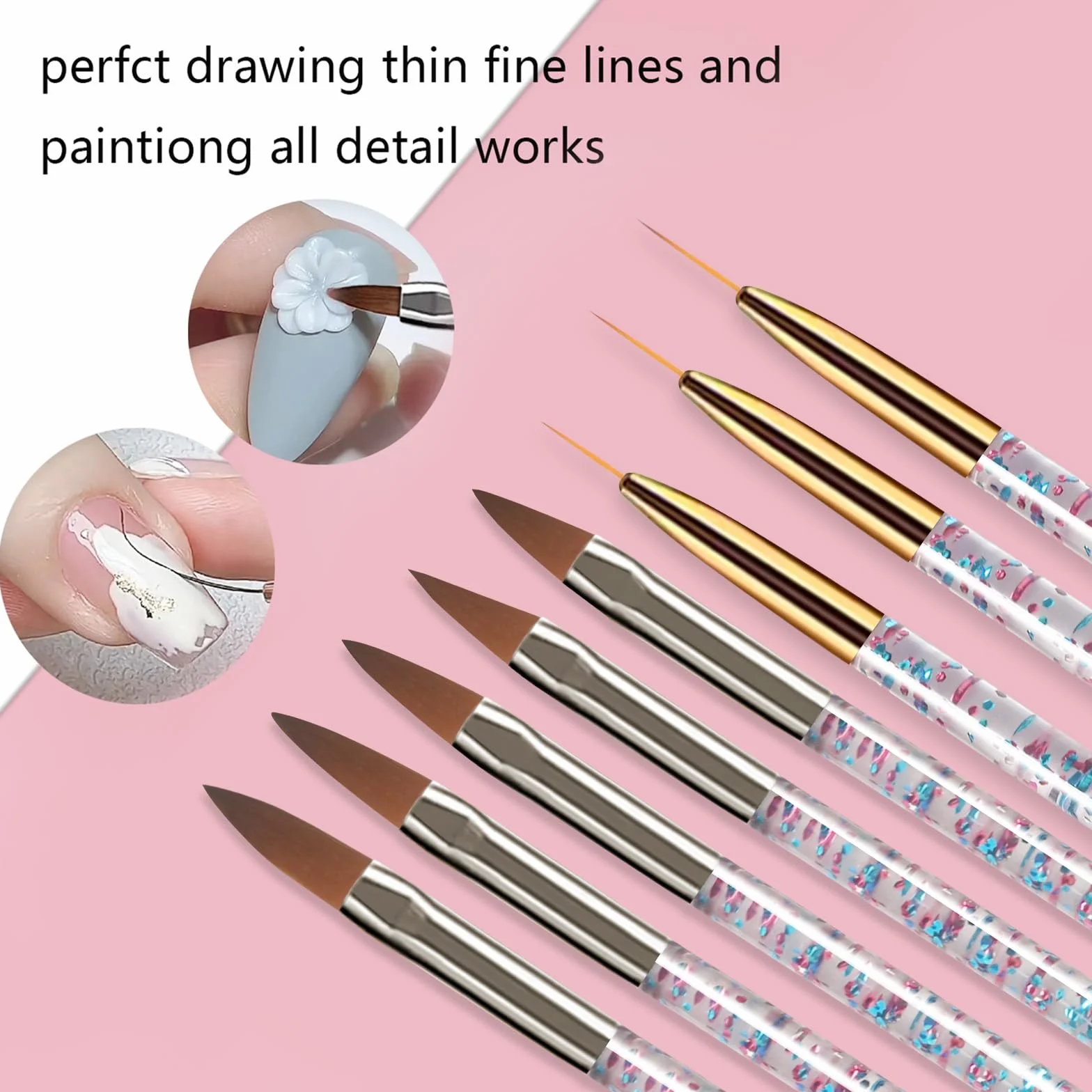 Pennelli per Unghie Nail Art Kit 31 pezzi Acrilico Dotting Pen Design Manicure