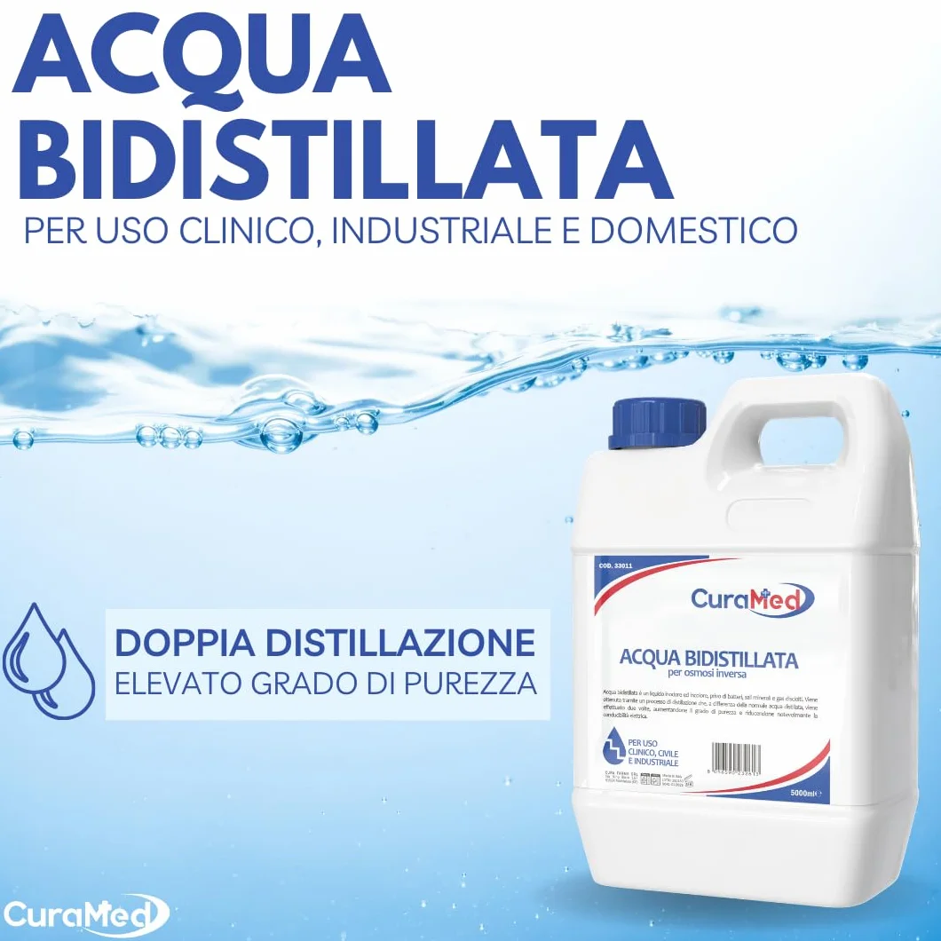 Cura Farma Acqua Bidistillata 5lt Tappo A Vite Sigillo di Sicurezza Originale
