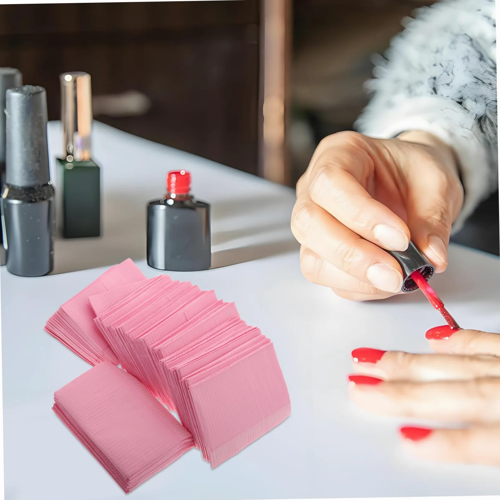 Tappetino per Manicure Monouso Non Tessuto, e Antiolio, Supporto Comodo la Mano, 125 Pezzi Rosa per Salone Unghie | Antiolio, Supporto Confortevole per Mano, per Salone e Manicure Professionale