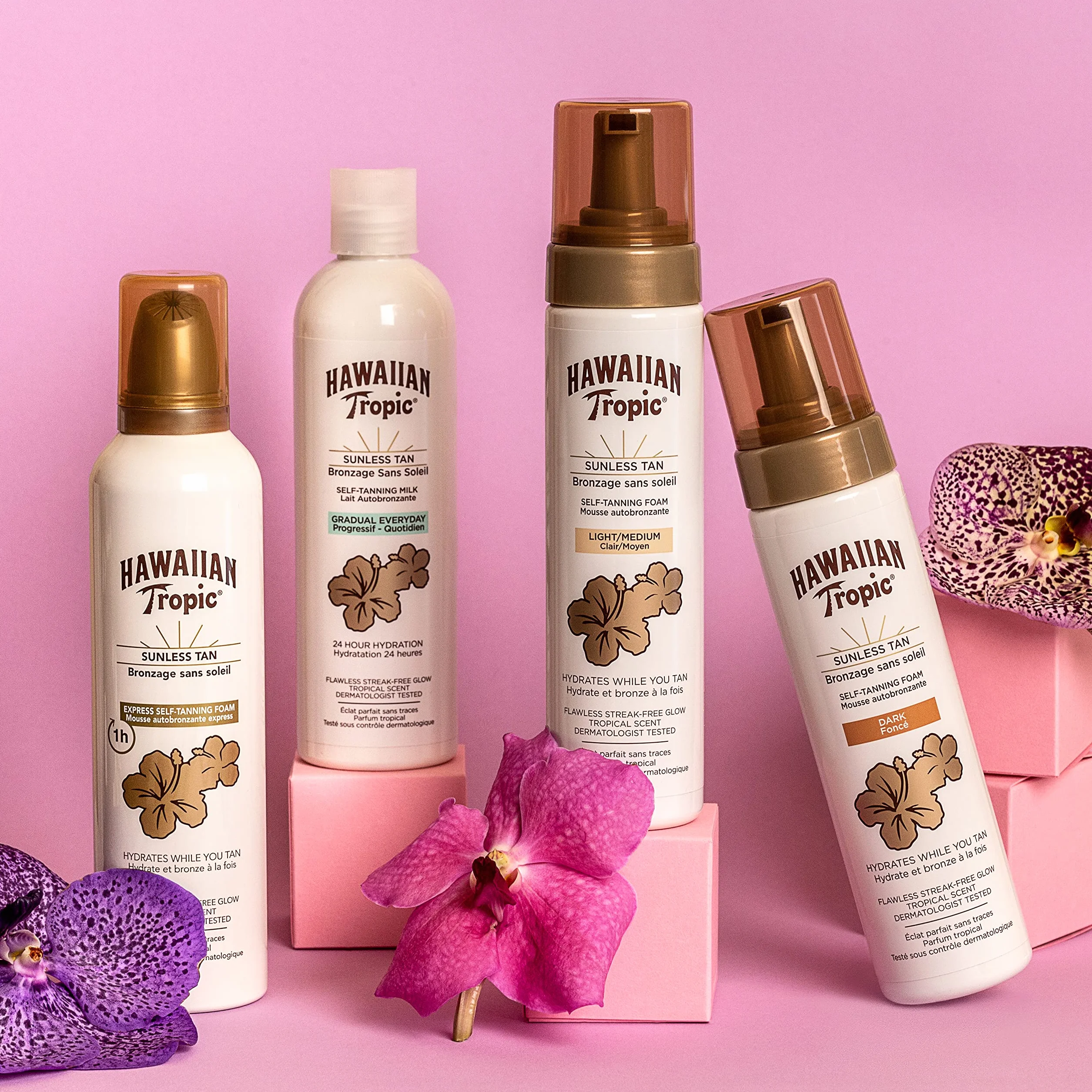 Hawaiian Tropic - Self Tanning Foam Dark, Autoabbronzante in Mousse per Pelli Scure, Formato 200 ml, con Aloe Vera e Vitamina E