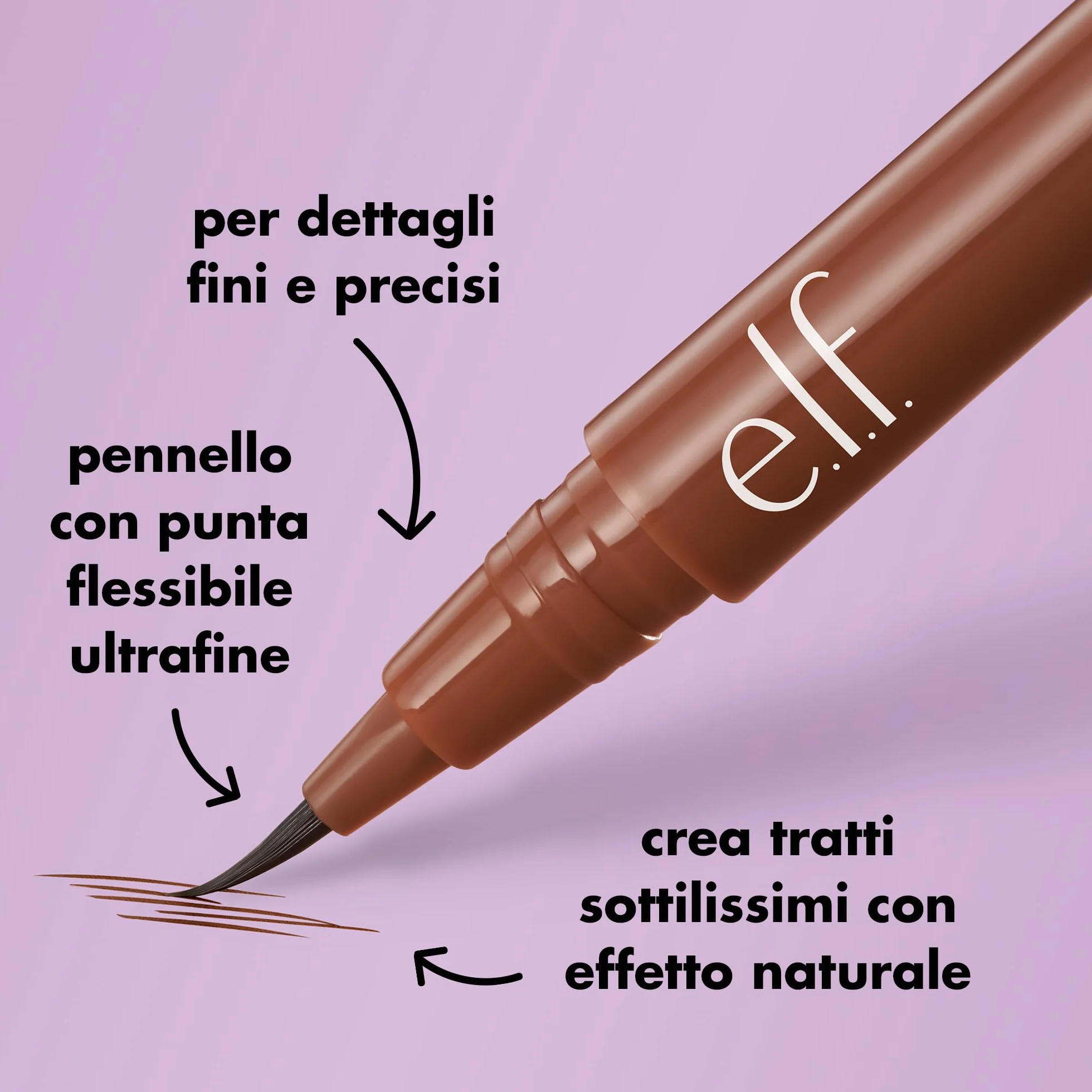 e.l.f. Holy Strokes Micro-Fine Brow Pen, Per Sopracciglia Dall'aspetto Naturale, Lunga Durata, Formula Waterproof, Resistente alle Sbavature, Vegano & Cruelty-Free, Espresso