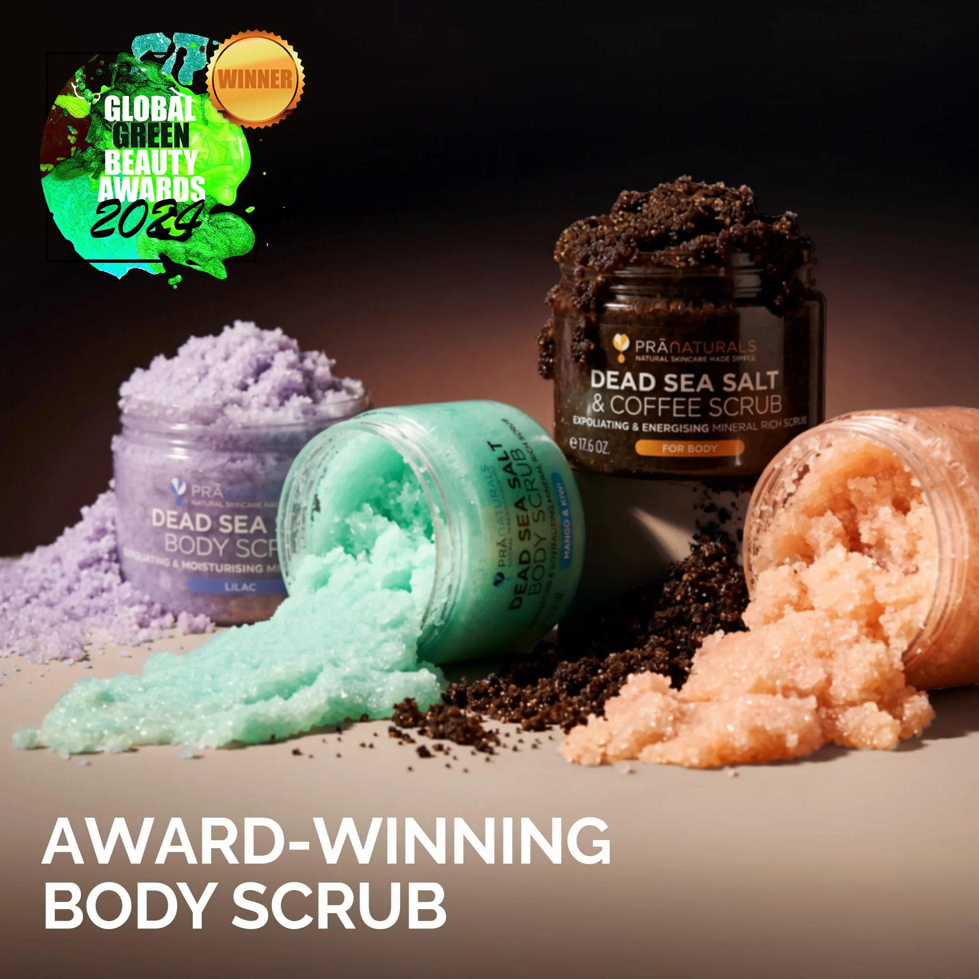 Pranaturals Scrub Corpo Rivitalizzante ai Sali del Mar Morto 500g Esfoliante Nutriente Mango Kiwi