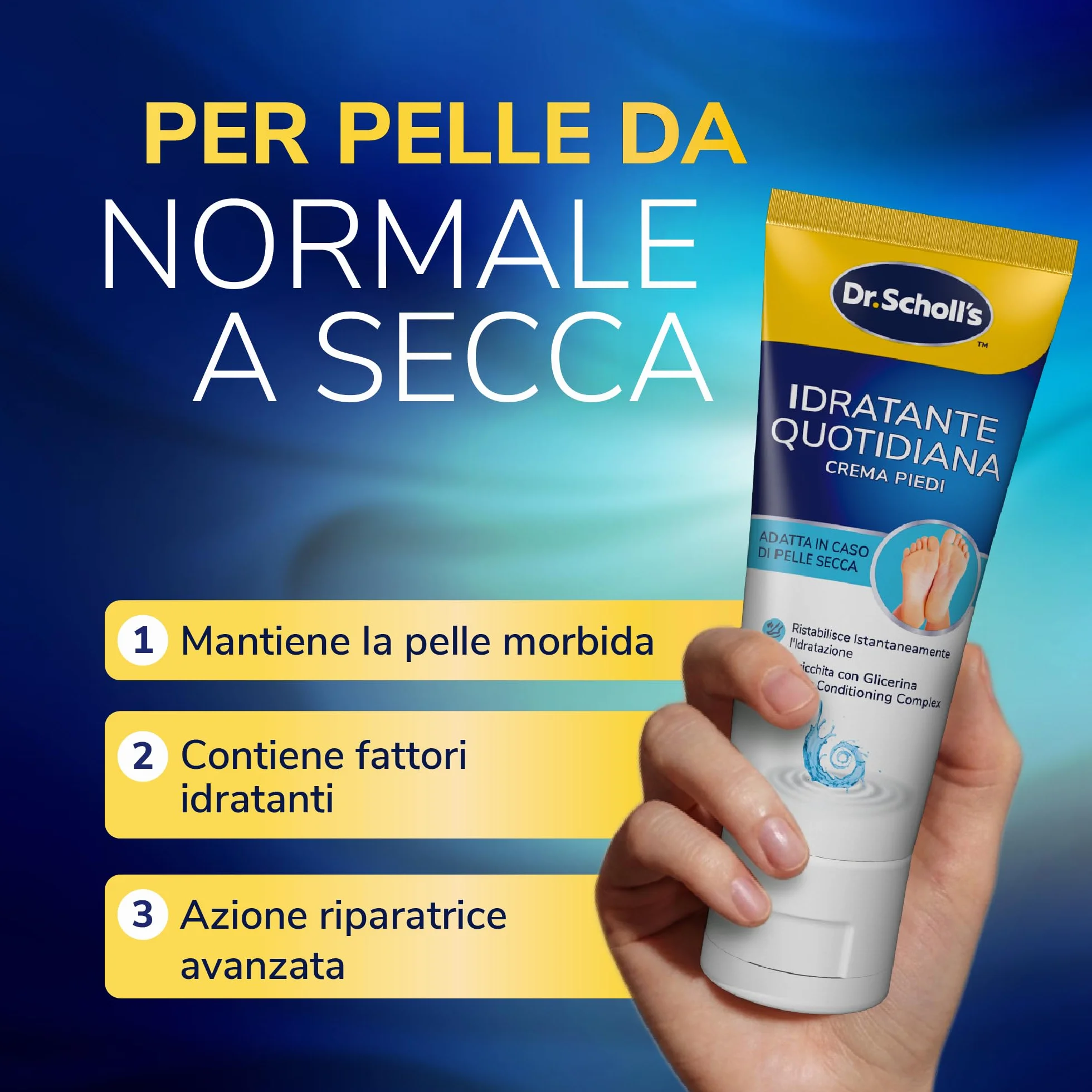 Dr. Scholl's Crema Hydration Boost, Crema Piedi Arricchita con Urea, Glicerina e Skin Conditioning Complex per Idratare la Pelle Secca Idratazione Profonda per Piedi più Morbidi e Lisci, 75ml