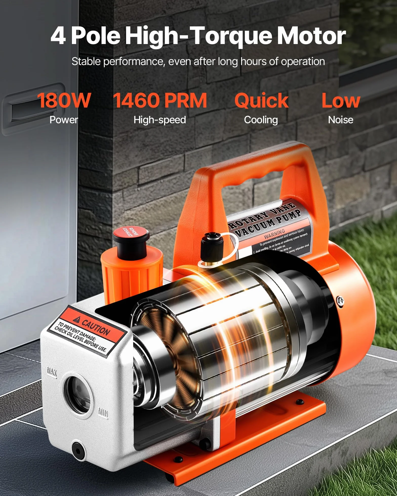 VEVOR Pompa per Vuoto 100 L/min a Palette Rotanti Monostadio HVAC R134a R22 R410a