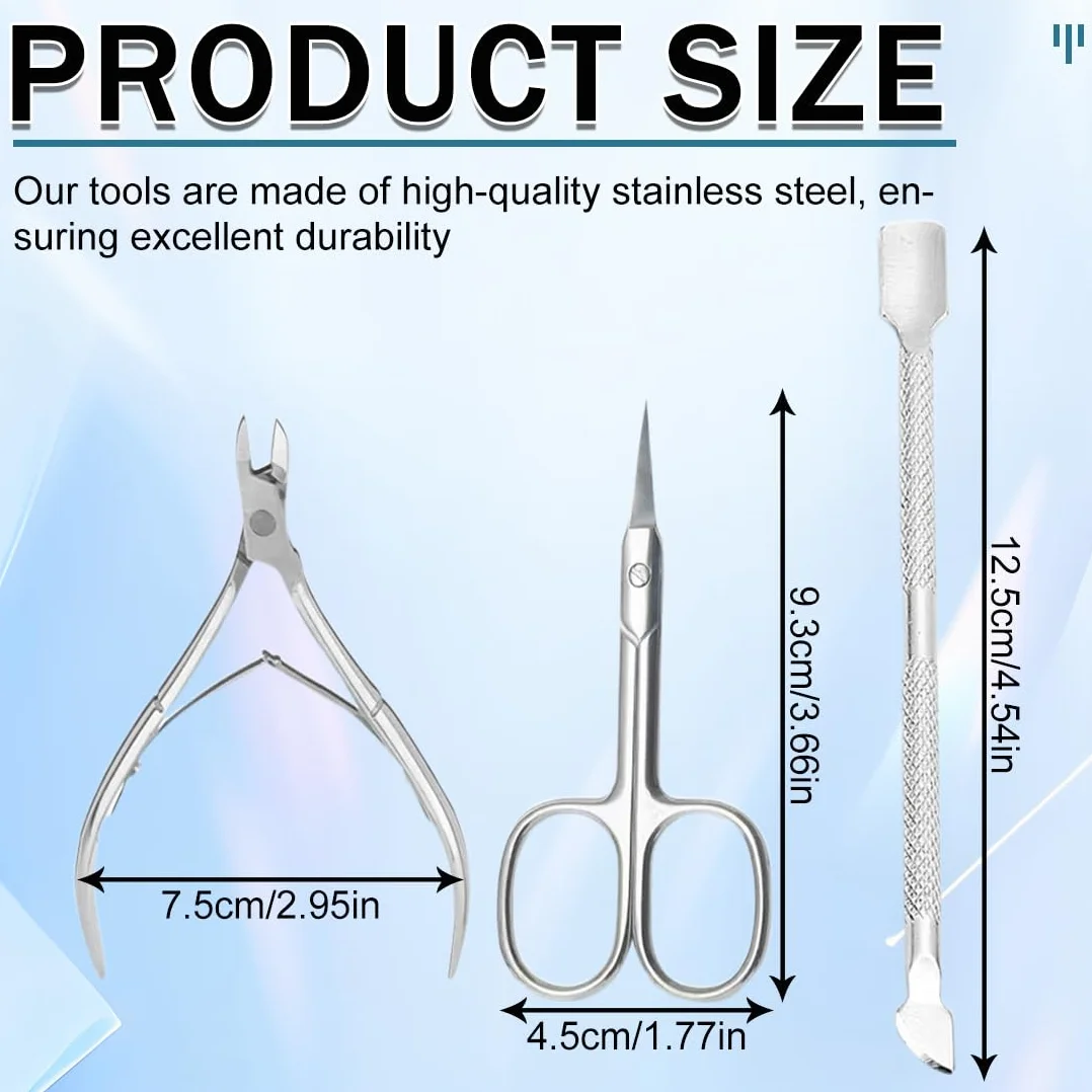 Professionale 3 in 1 Strumenti per Pedicure Manicure, Kit Rimozione Cuticole con Pinze Forbici