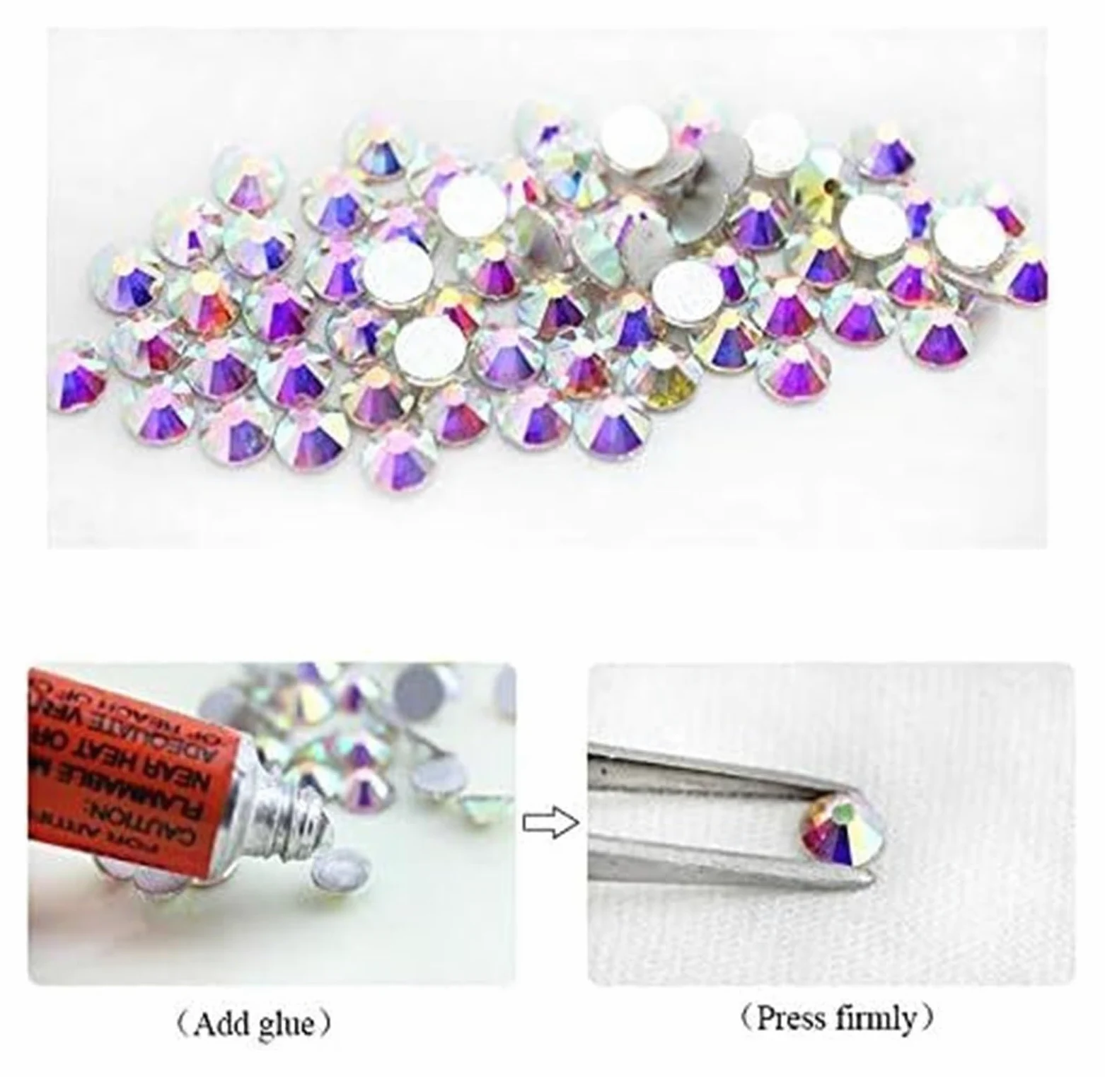 di un diamante di cristallo, Gemme for unghie con strass Crystal AB Flatback Multicolor SS4-SS30(Champagne AB,SS8-1440pcs)