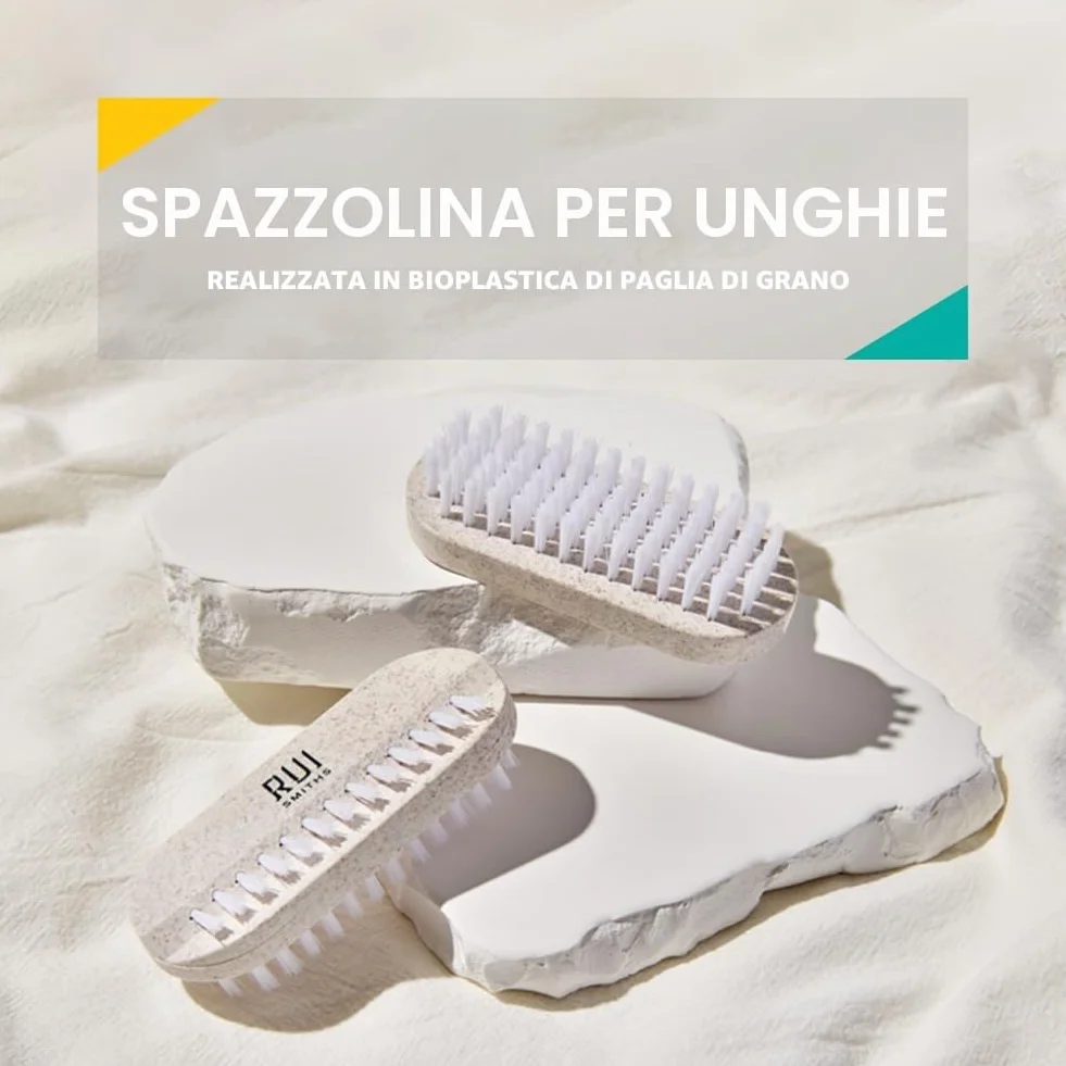 Rui Smiths CarbonConscious Spazzola per pulizia unghie setole 2 lati manicure pedicure bioplastica paglia grano