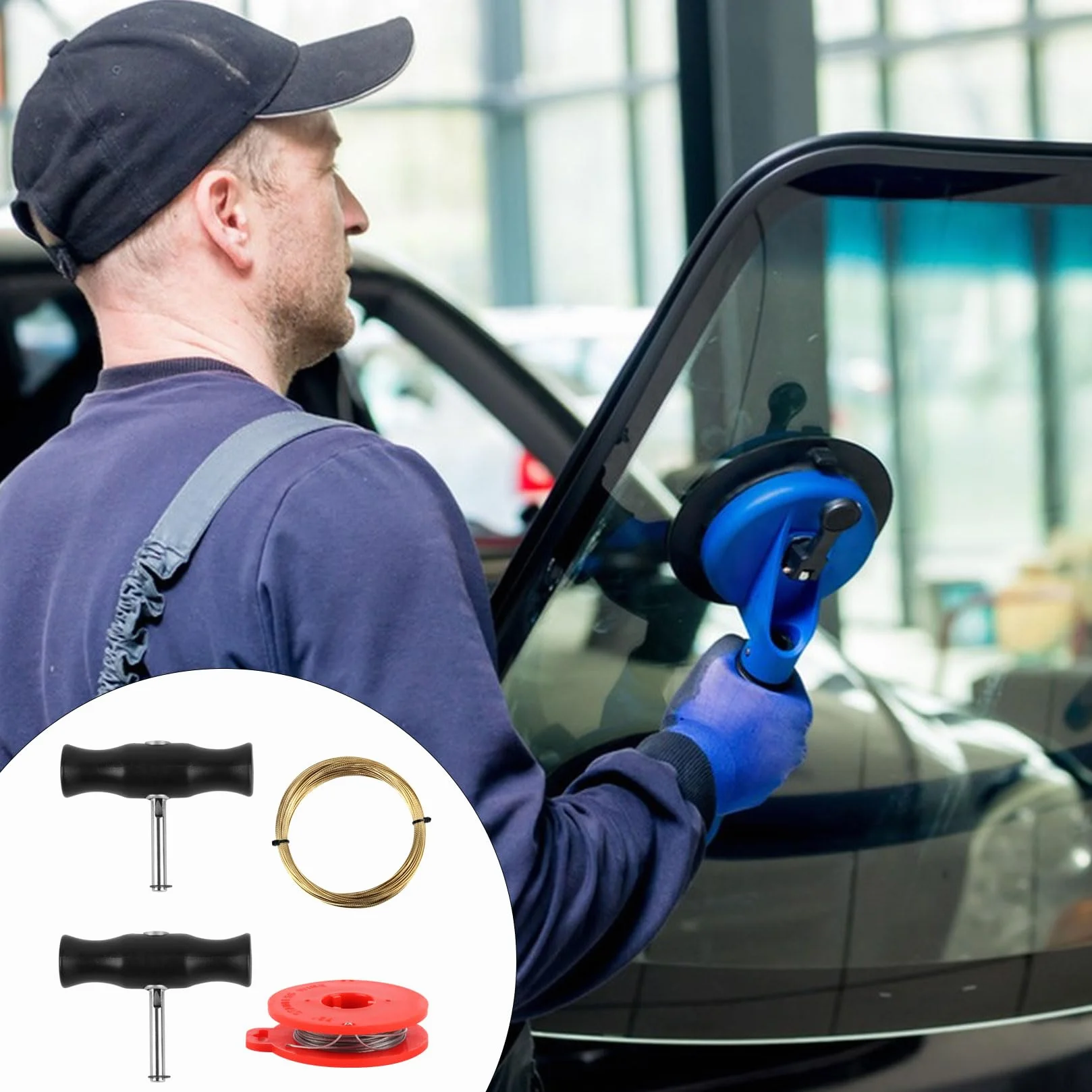 Attrezzi per rimozione parabrezza auto, filo da taglio 20m+10m, maniglie