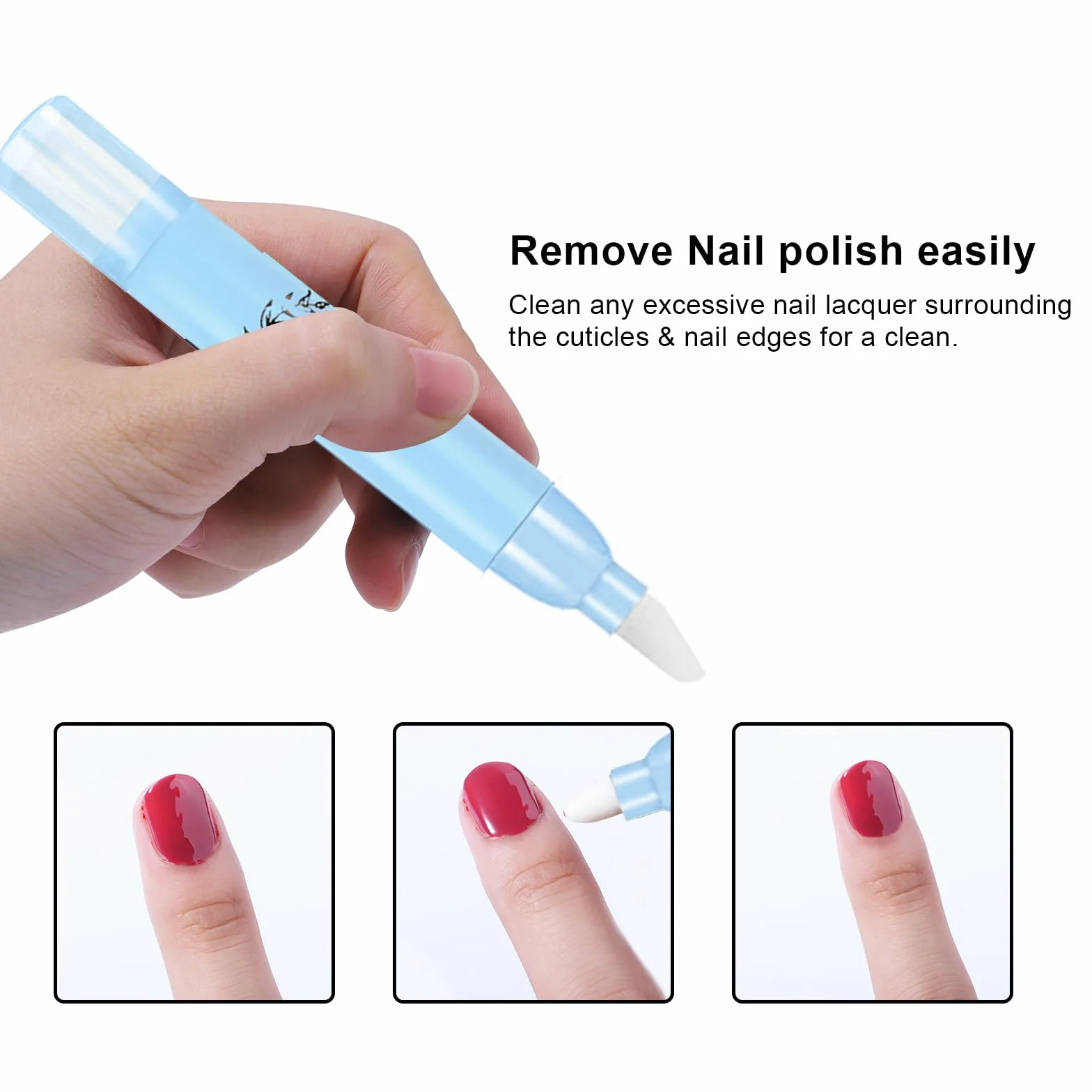 Nail Remover Correzione Pen 3 Pezzi con 9 Punte di Ricambio Rimozione Smalto Senza Solvente