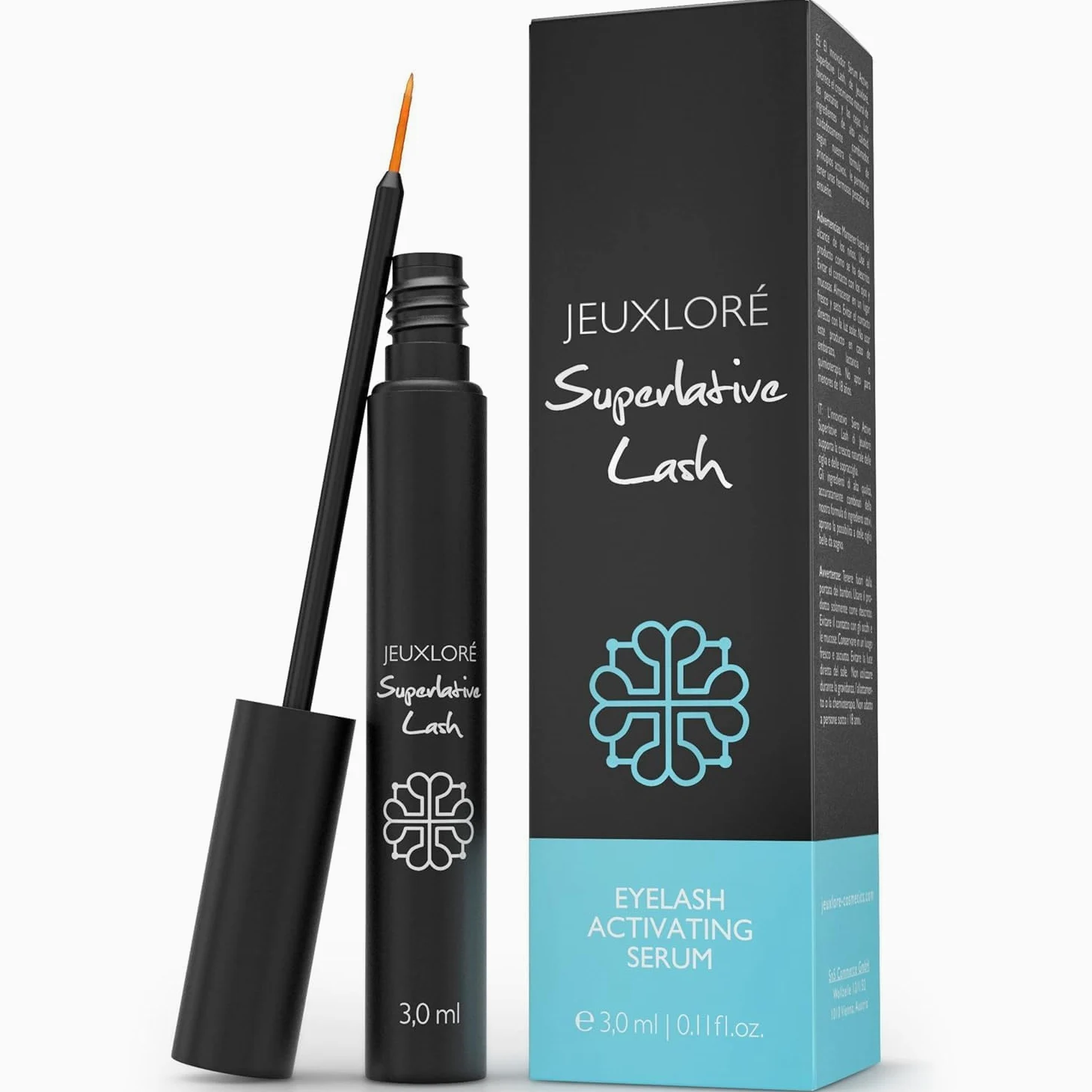 JEUXLORÉ Siero per Ciglia e Sopracciglia – Rinforzante Naturale Crescita Rapida – Ciglia Lunghe e Folte in 4 Settimane – Siero Ciglia Naturale e Nutriente 3ml – Formula Olio di Ricino Biologico