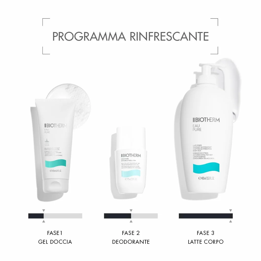 BIOTHERM, Deo Pure Invisible Roll-On, Deodorante Roll-On Antitraspirante, Efficace fino a 48H, Anti Macchie Bianche e Gialle sui Vestiti