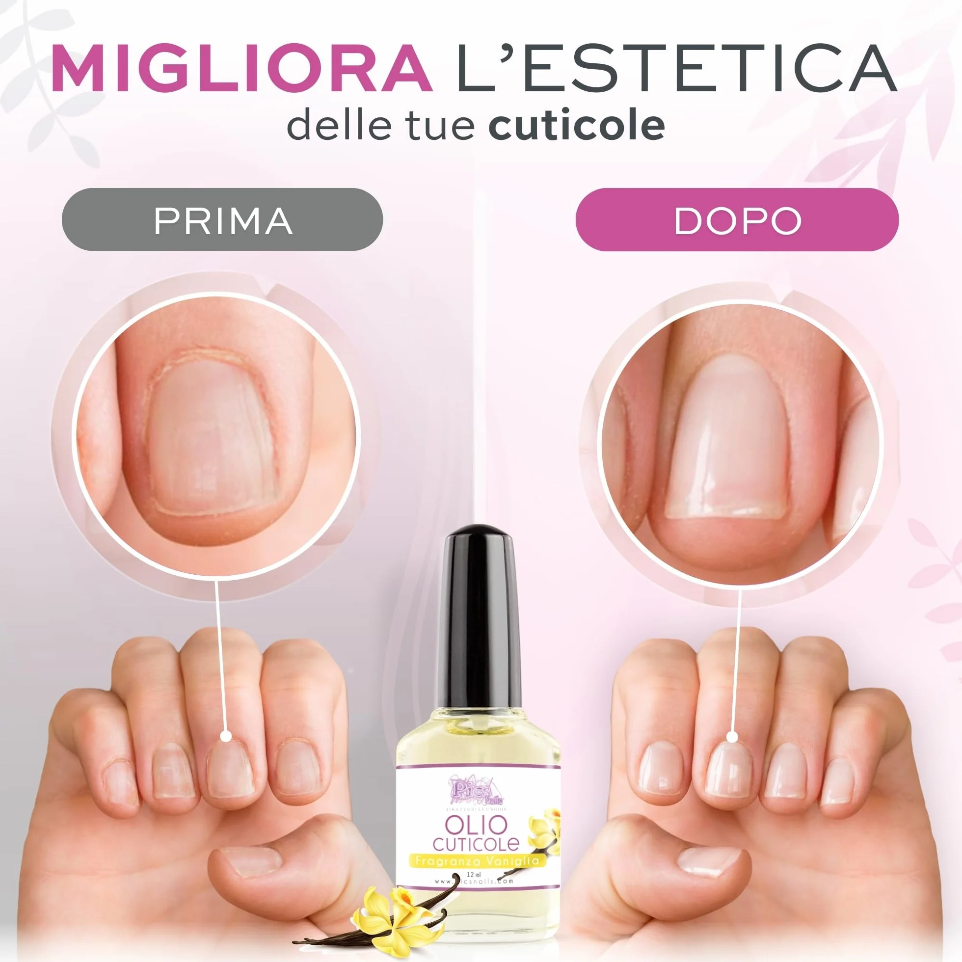 Olio Cuticole Unghie Professionale 12ml Fragranza Vaniglia Idratante Rigenerante
