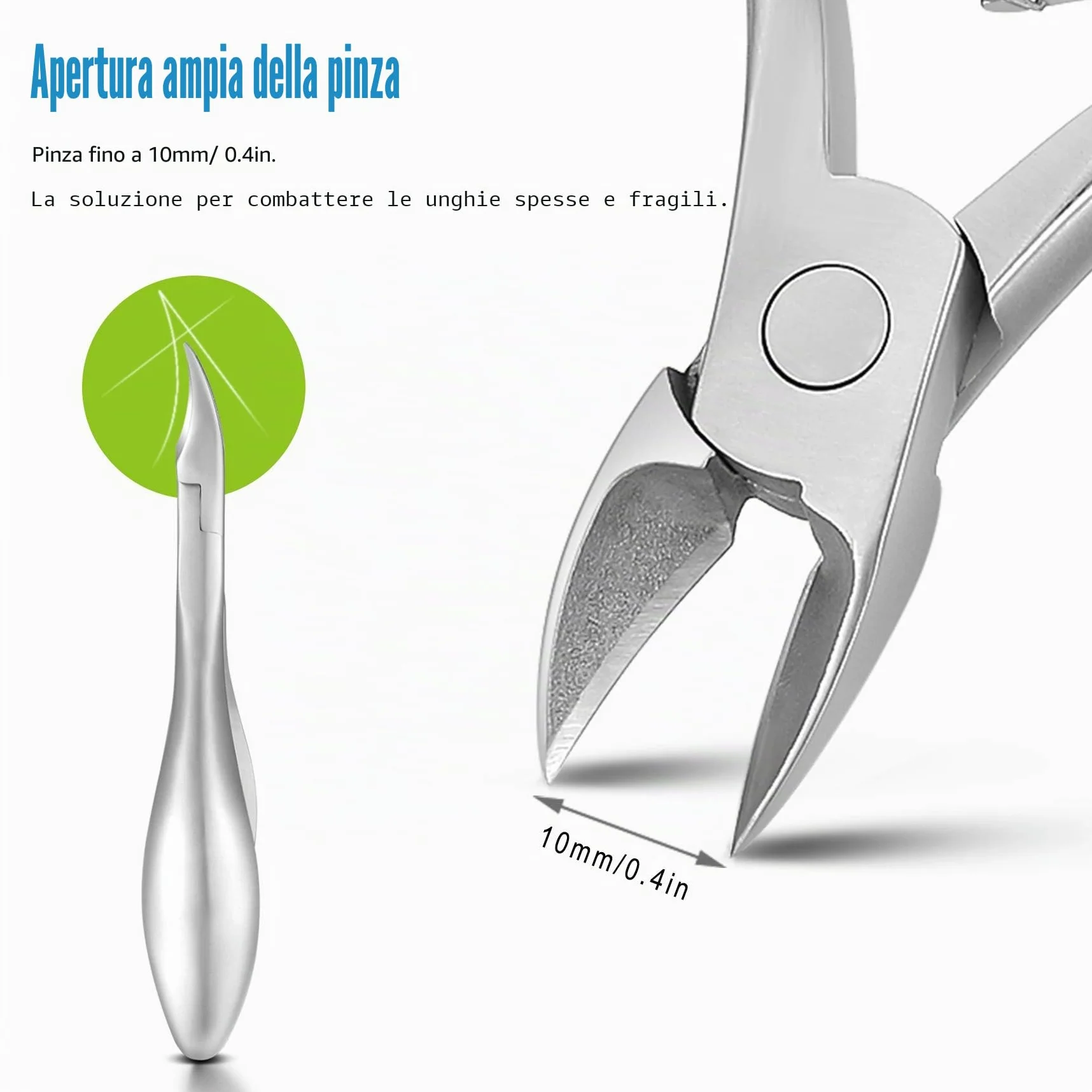 FERYES Tagliaunghie per Unghie Spesse, Funghi o Unghie Incarnite - Heavy Duty 4R13 in Acciaio inox -Tronchesino per Unghia Ingrossate per Uomini,Donne, Anziani, Adulti,FL-N200, Argento