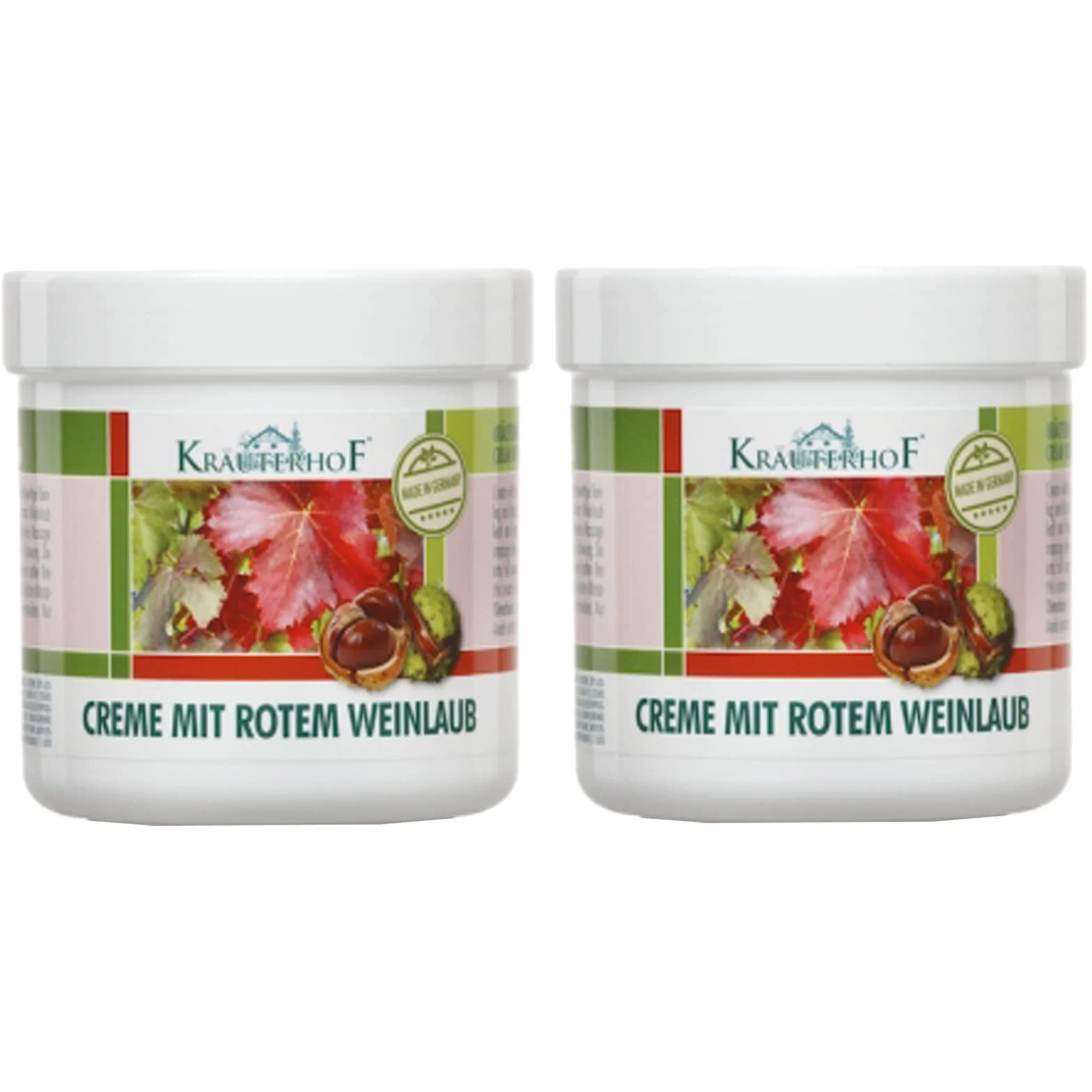 Kräuterhof Crema con Foglie di Vite Rossa per Gambe e Piedi, 2 Confezioni da 250ml